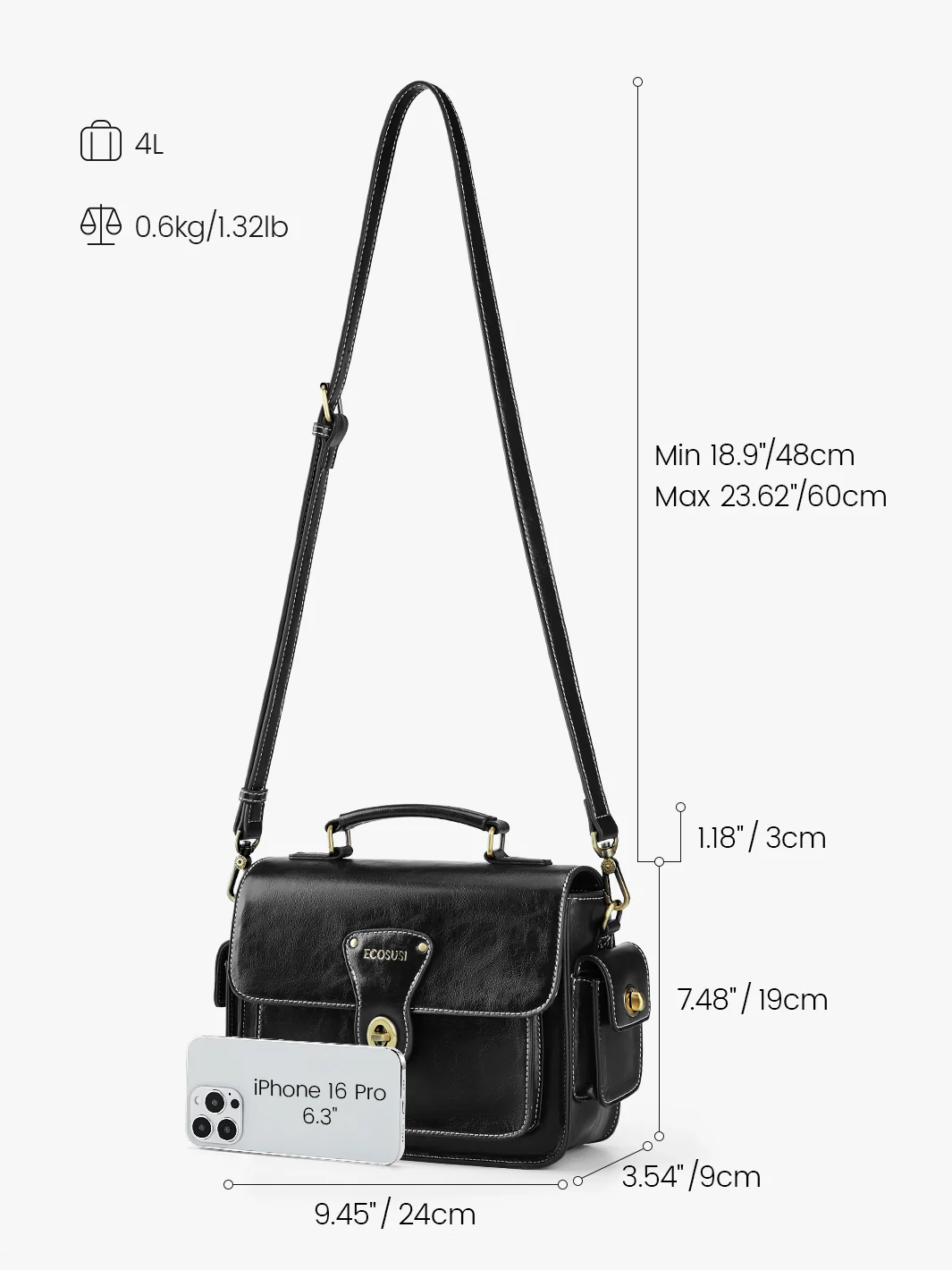 Alison Vintage Vegan Leather Crossbody Bag - Image 19