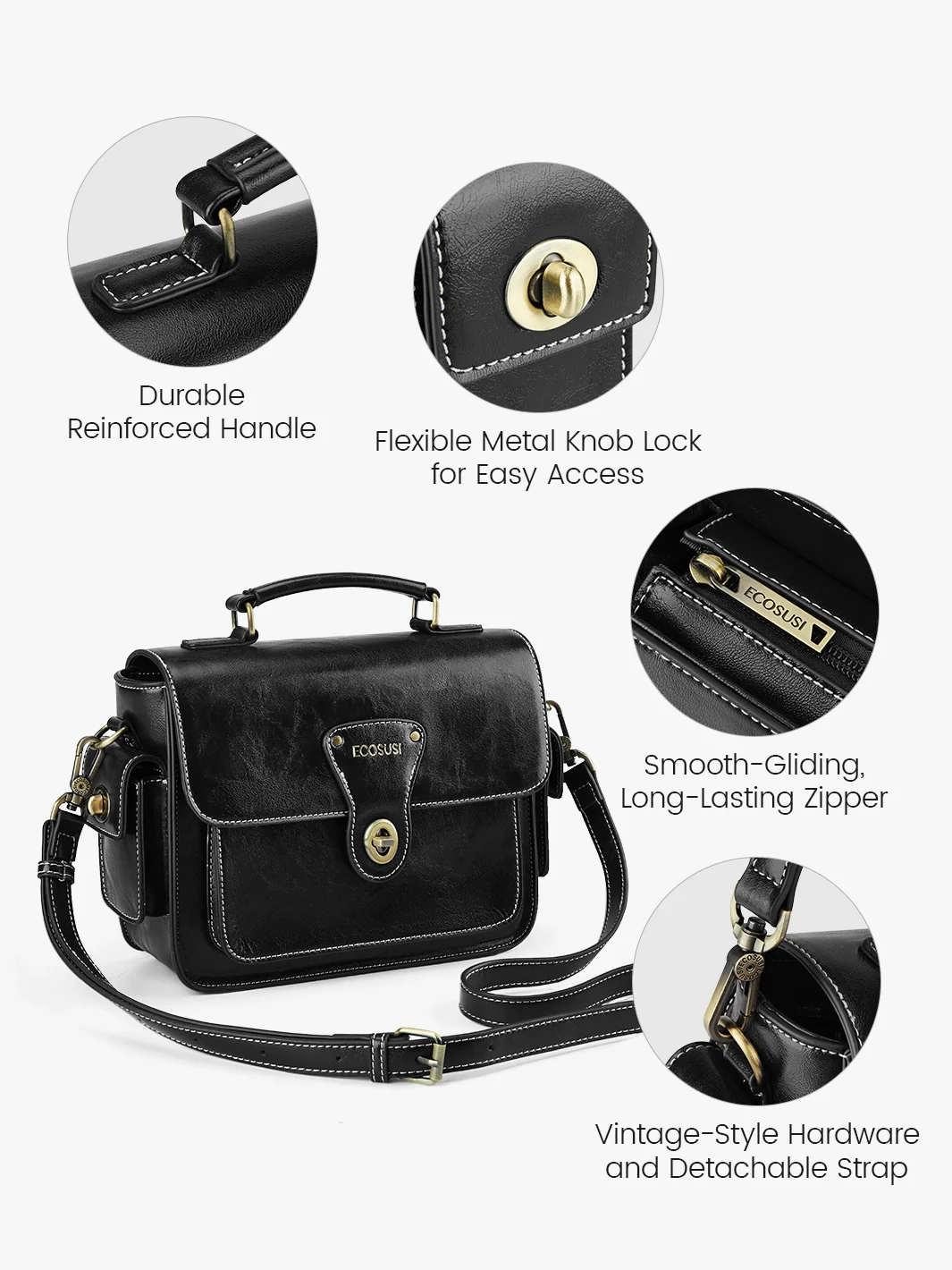 Alison Vintage Vegan Leather Crossbody Bag - Image 24