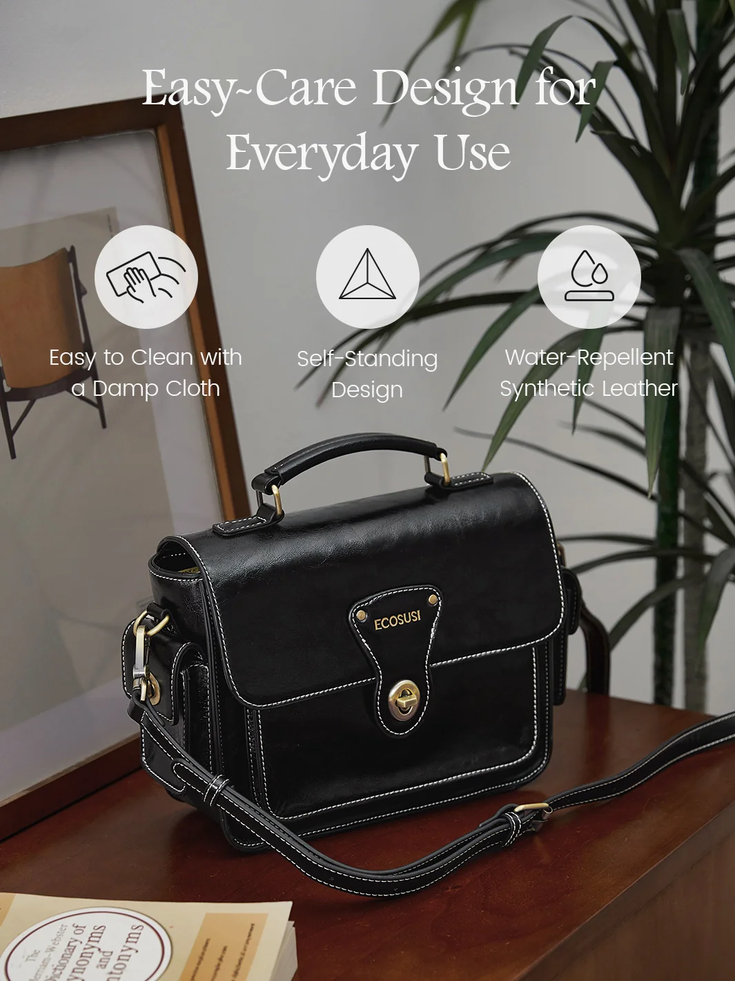 Alison Vintage Vegan Leather Crossbody Bag - Image 25