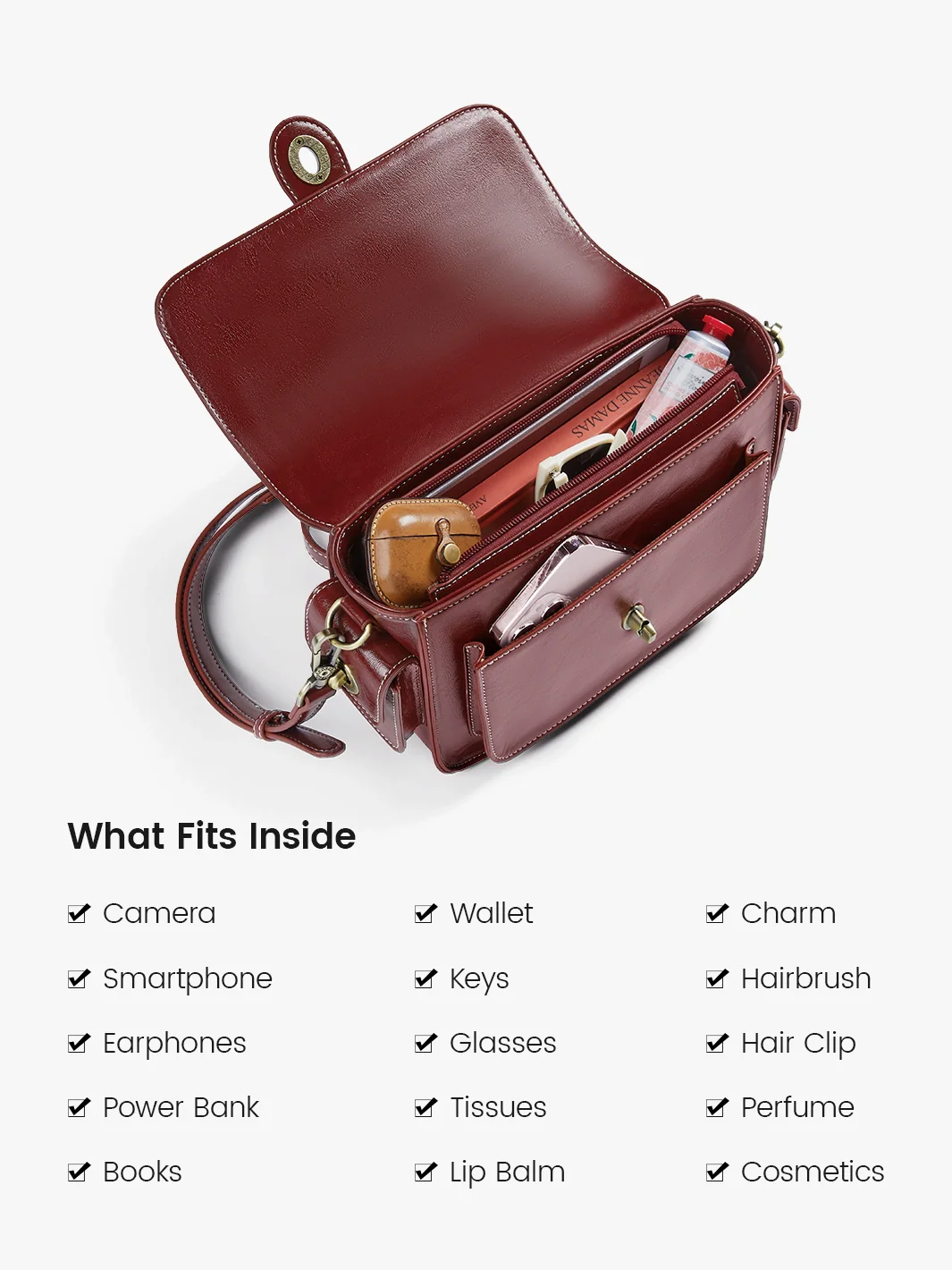 Alison Vintage Vegan Leather Crossbody Bag - Image 6