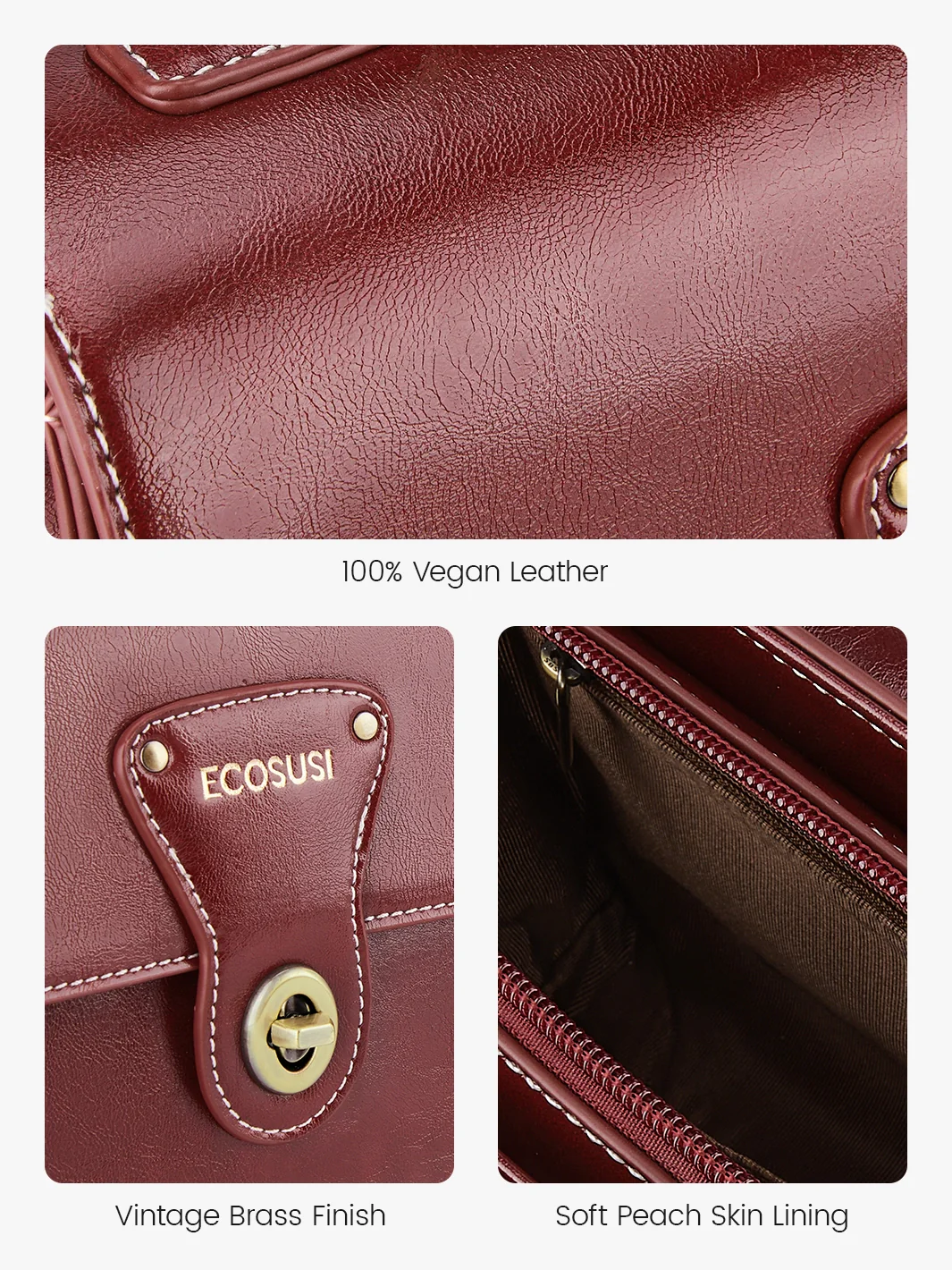 Alison Vintage Vegan Leather Crossbody Bag - Image 8