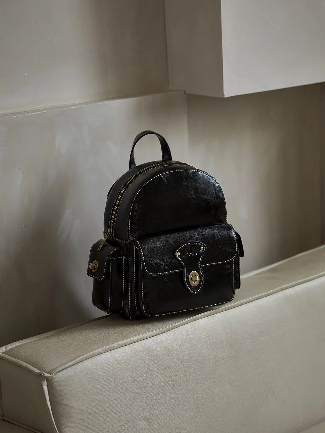Alison Vintage Vegan Leather Mini Backpack - Image 24