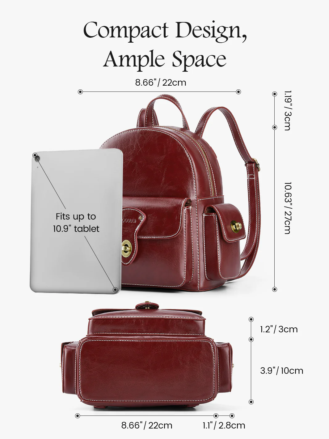 Alison Vintage Vegan Leather Mini Backpack - Image 3