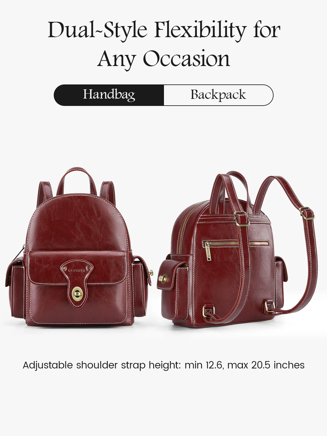 Alison Vintage Vegan Leather Mini Backpack - Image 4