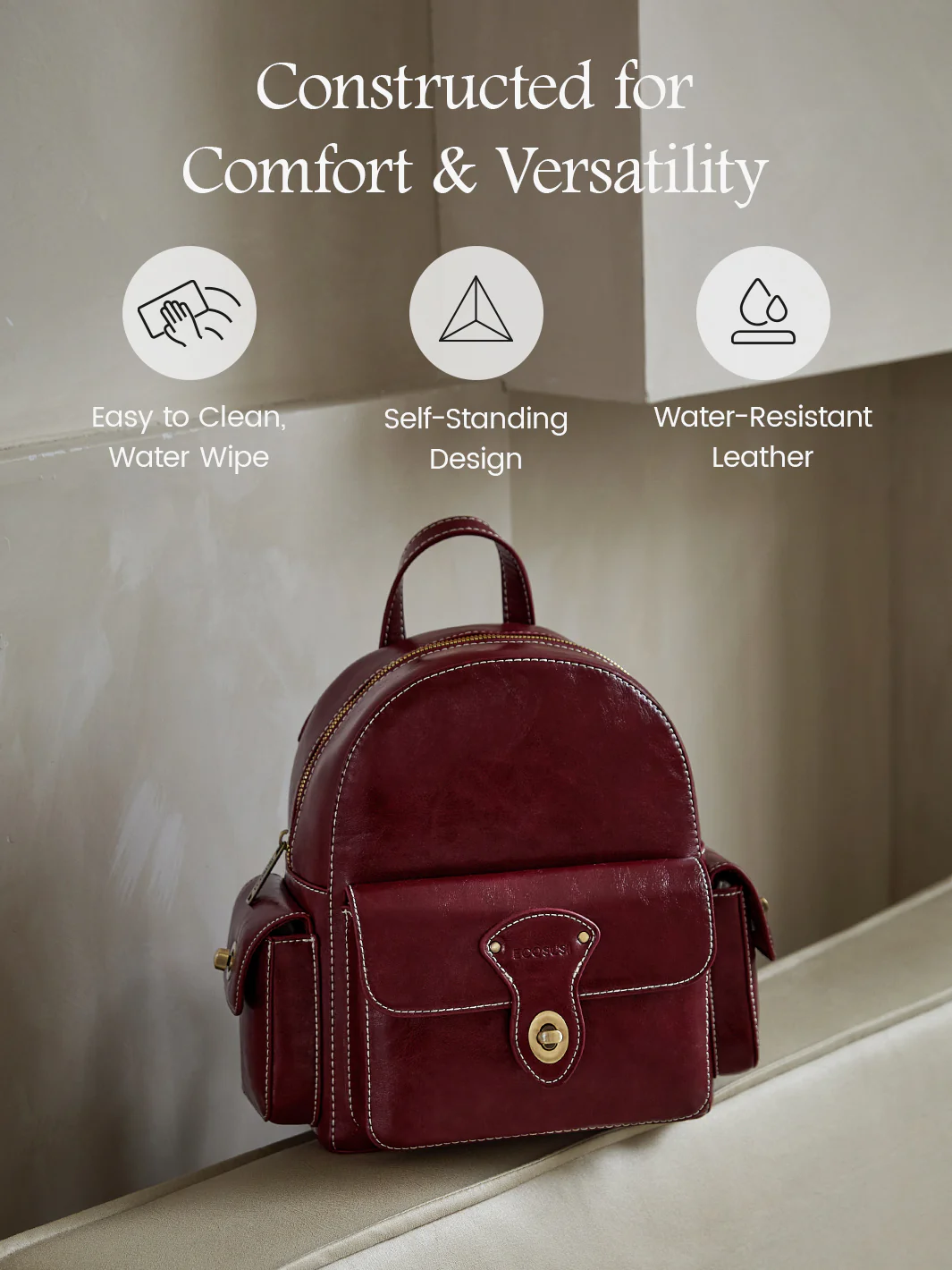 Alison Vintage Vegan Leather Mini Backpack - Image 7
