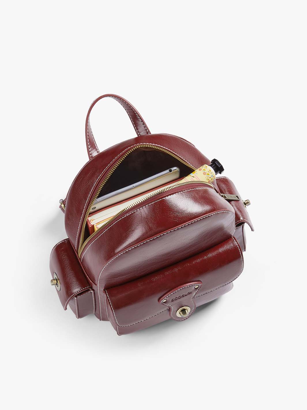 Alison Vintage Vegan Leather Mini Backpack - Image 9