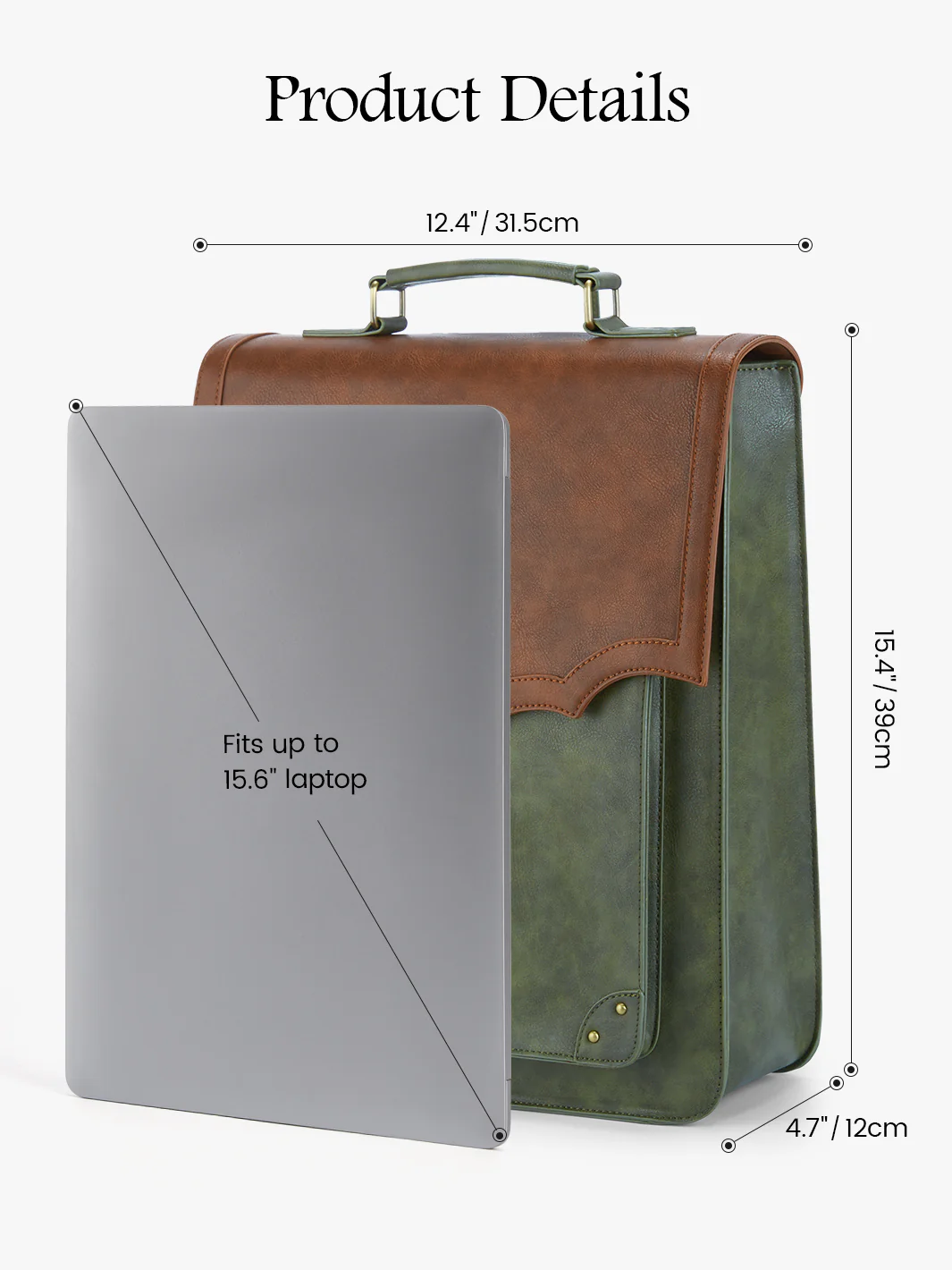 Aria Vintage Backpack for Laptops 11-15.6 Inches - Image 18