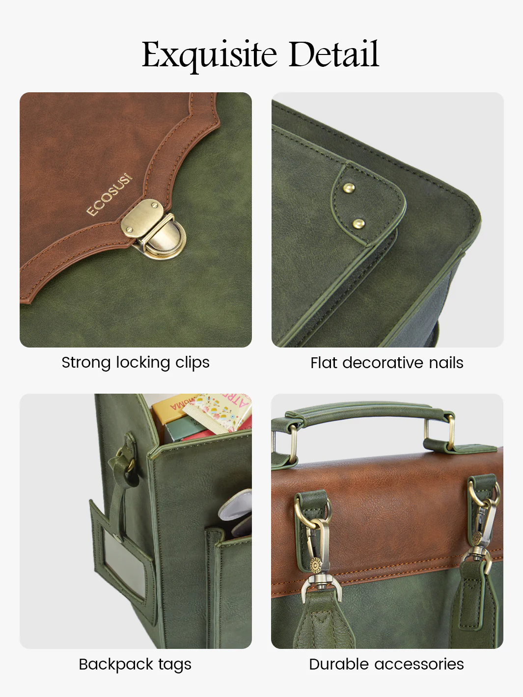 Aria Vintage Backpack for Laptops 11-15.6 Inches - Image 20