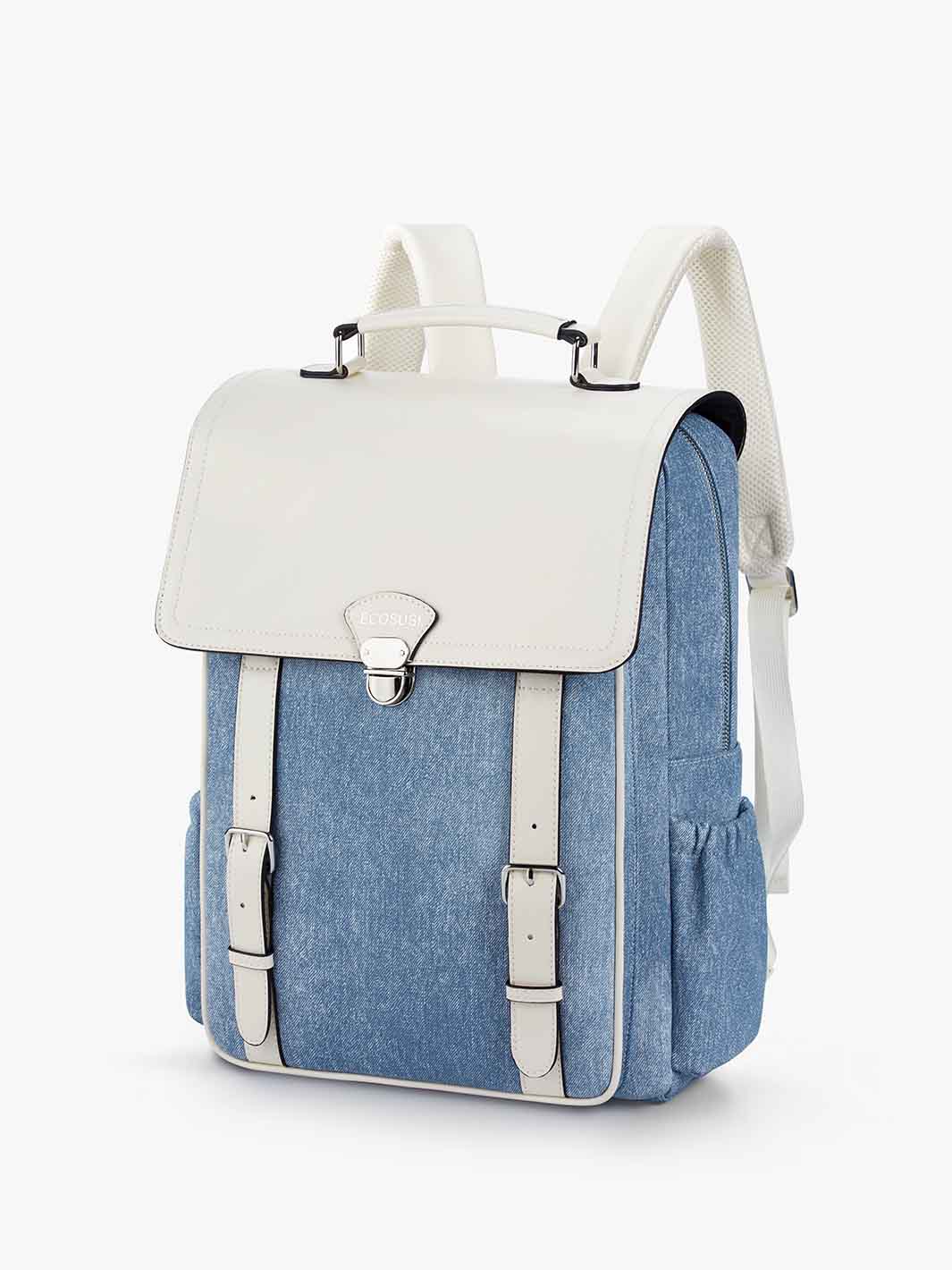 Denim-Inspired PU Fabric 15.6-Inch Backpack - Image 3