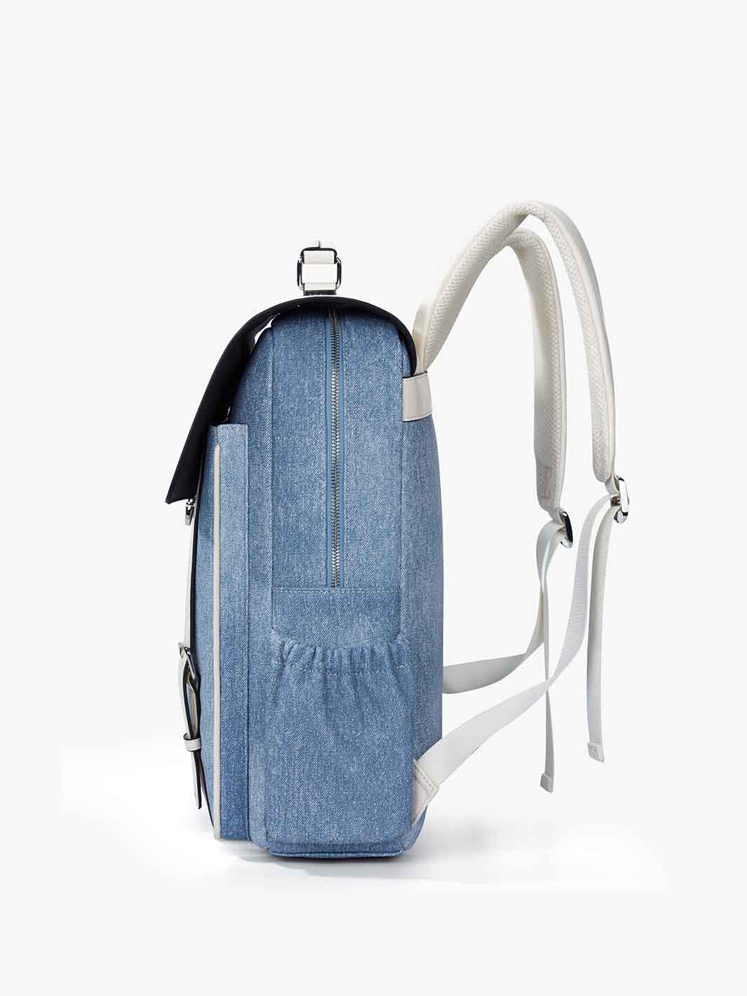 Denim-Inspired PU Fabric 15.6-Inch Backpack - Image 4