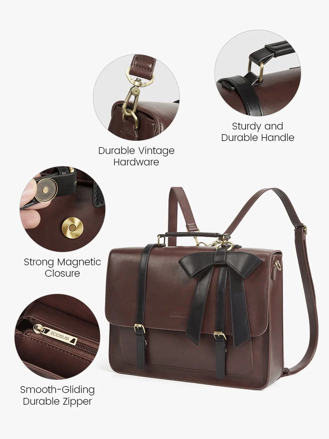 Cocoa Truffle Ecosusi Classic Bow Briefcase - Image 7