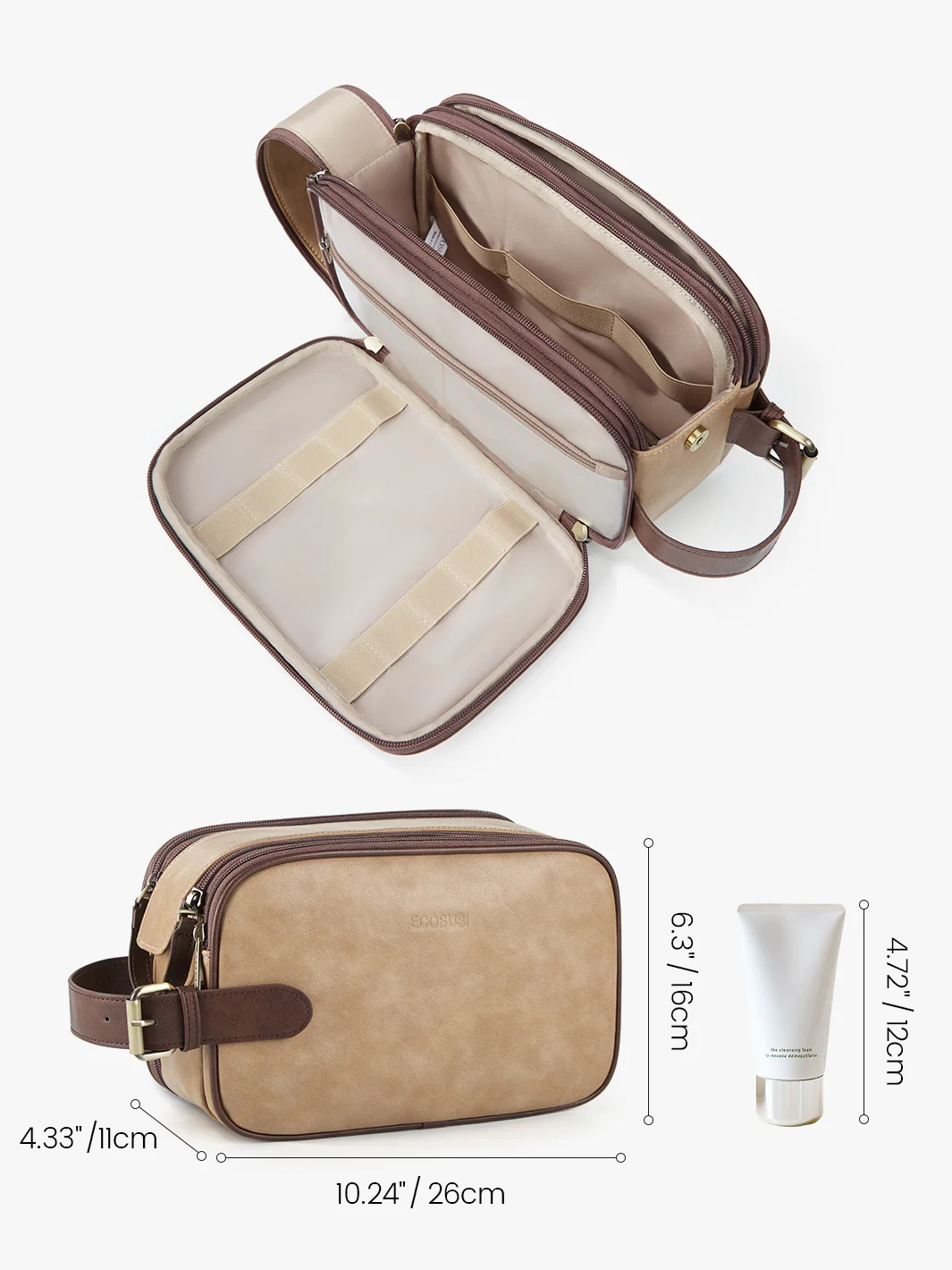 Elena Large Vegan Leather Toiletry Bag - Image 16