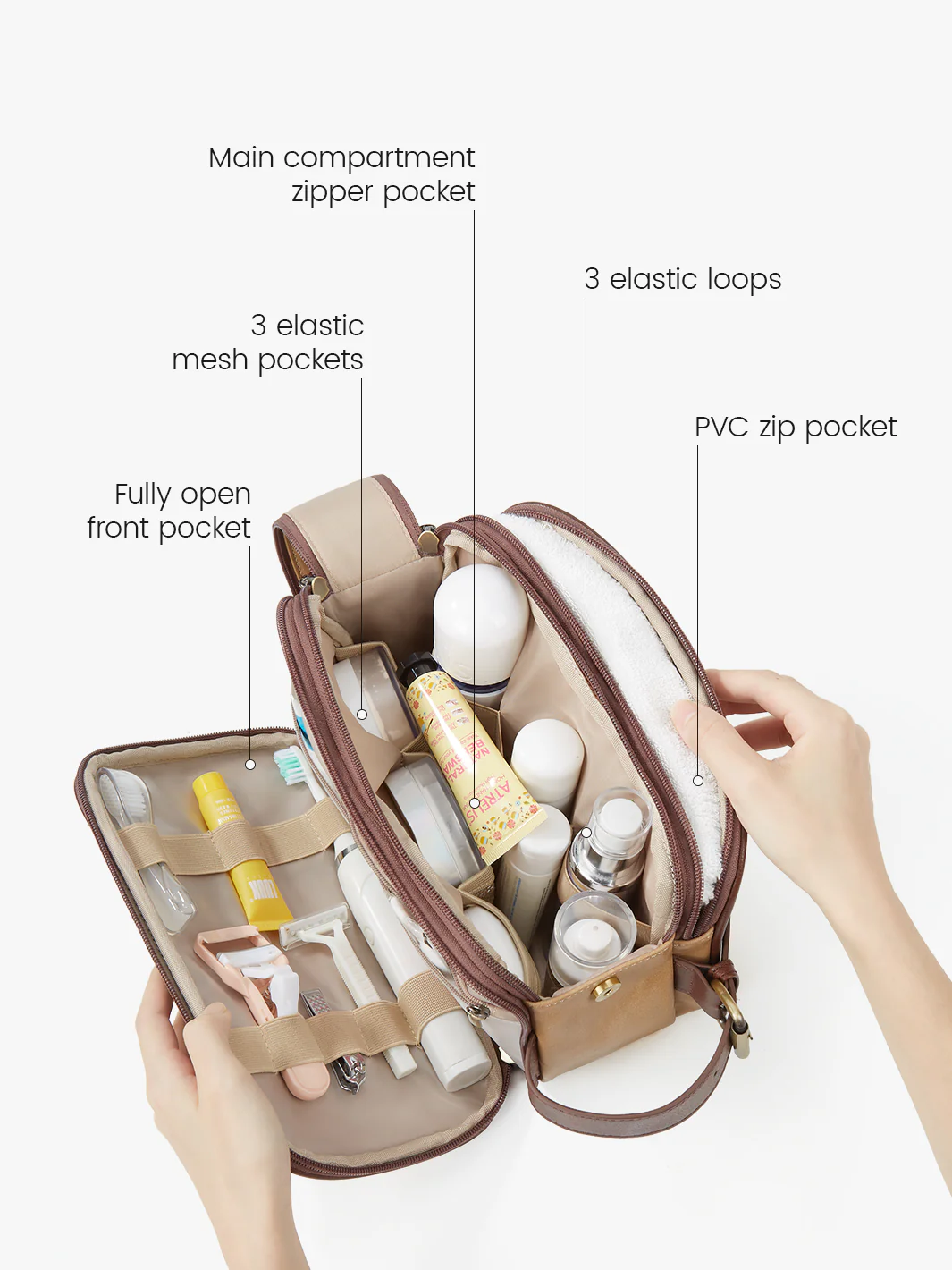 Elena Large Vegan Leather Toiletry Bag - Image 17