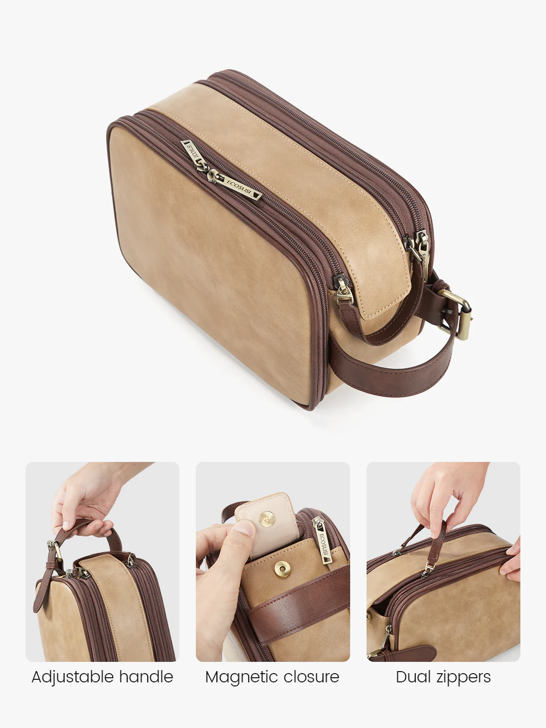 Elena Large Vegan Leather Toiletry Bag - Image 20
