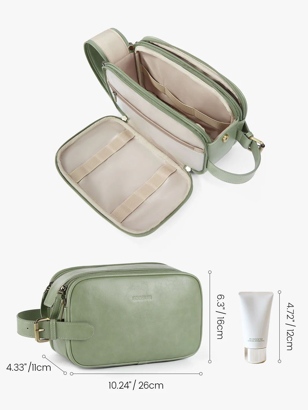 Elena Large Vegan Leather Toiletry Bag - Image 3
