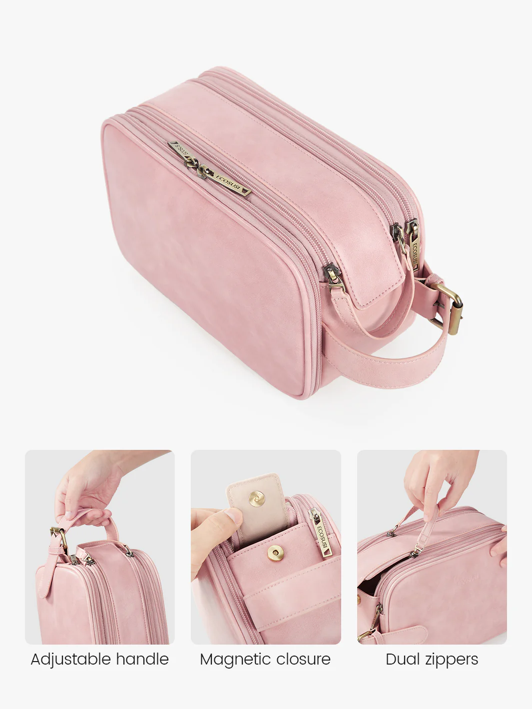 Elena Large Vegan Leather Toiletry Bag - Image 31