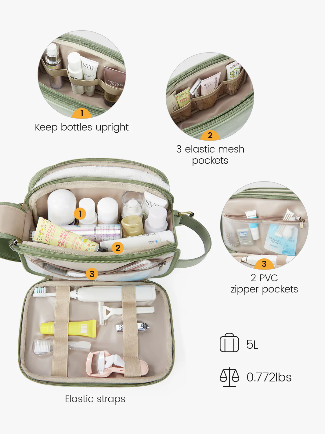 Elena Large Vegan Leather Toiletry Bag - Image 6