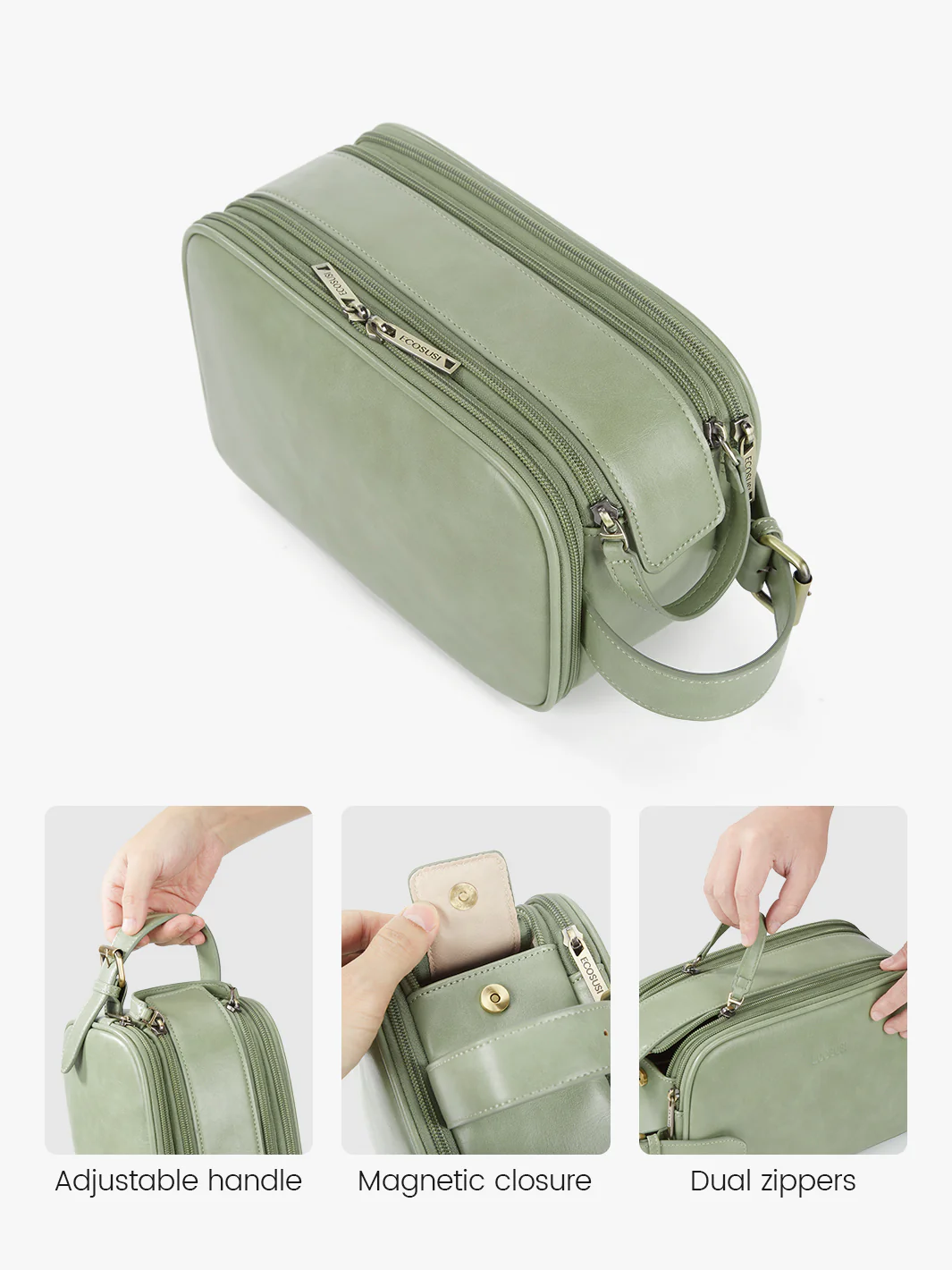 Elena Large Vegan Leather Toiletry Bag - Image 7