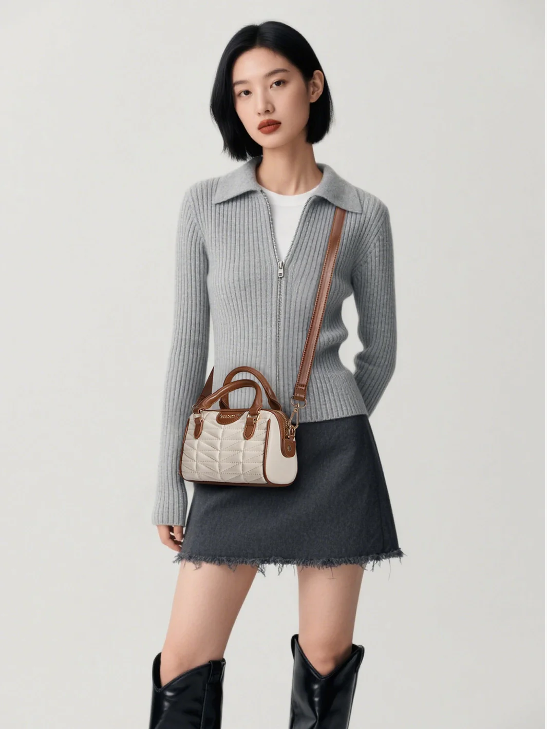 Elise Quilted Mini Boston Bag - Image 21