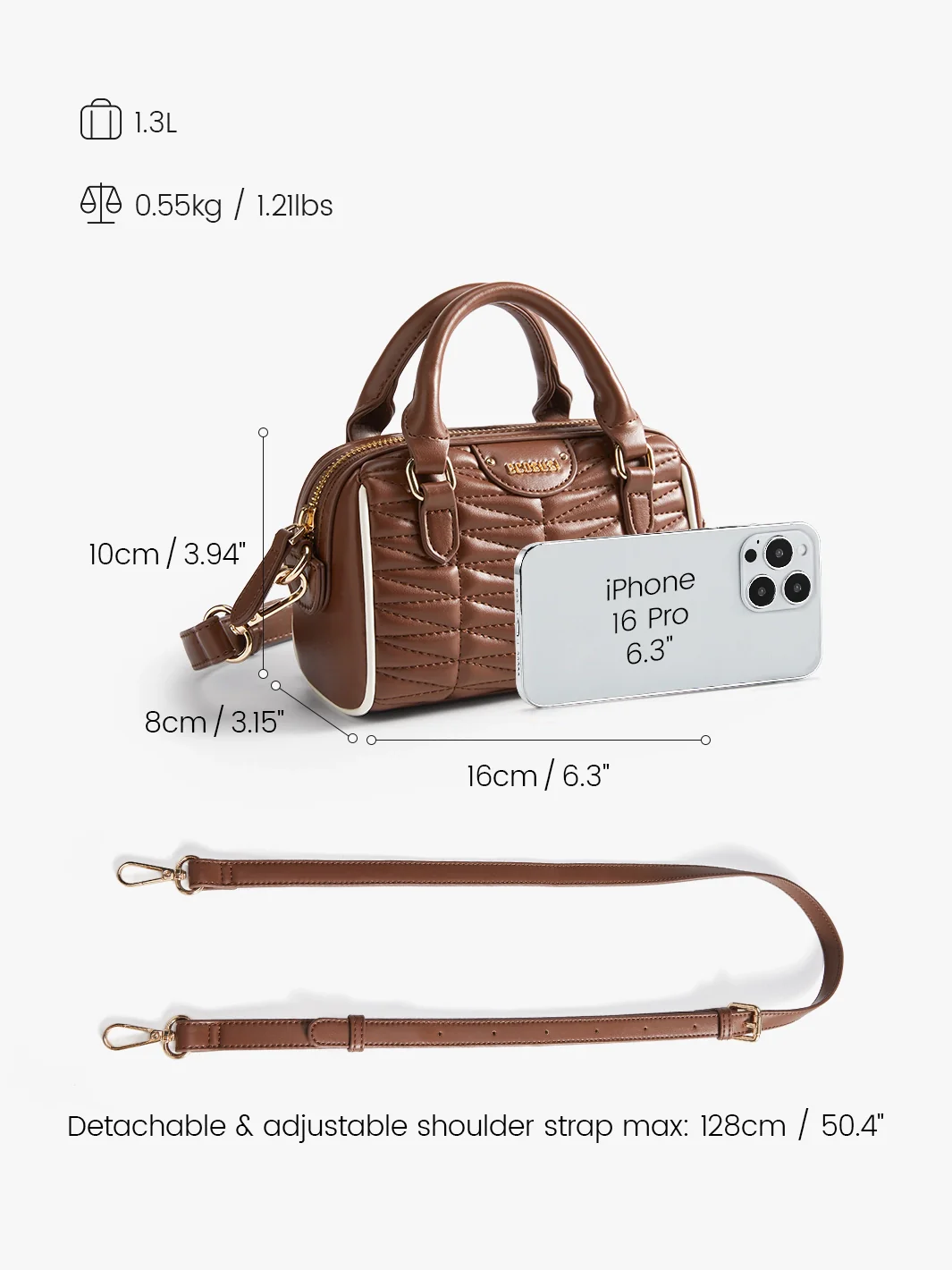 Elise Quilted Mini Boston Bag - Image 3