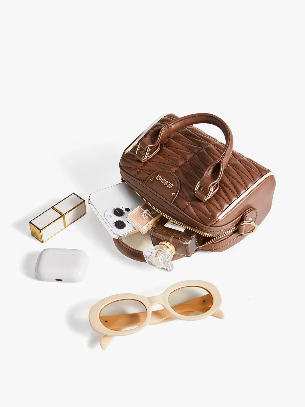 Elise Quilted Mini Boston Bag - Image 8