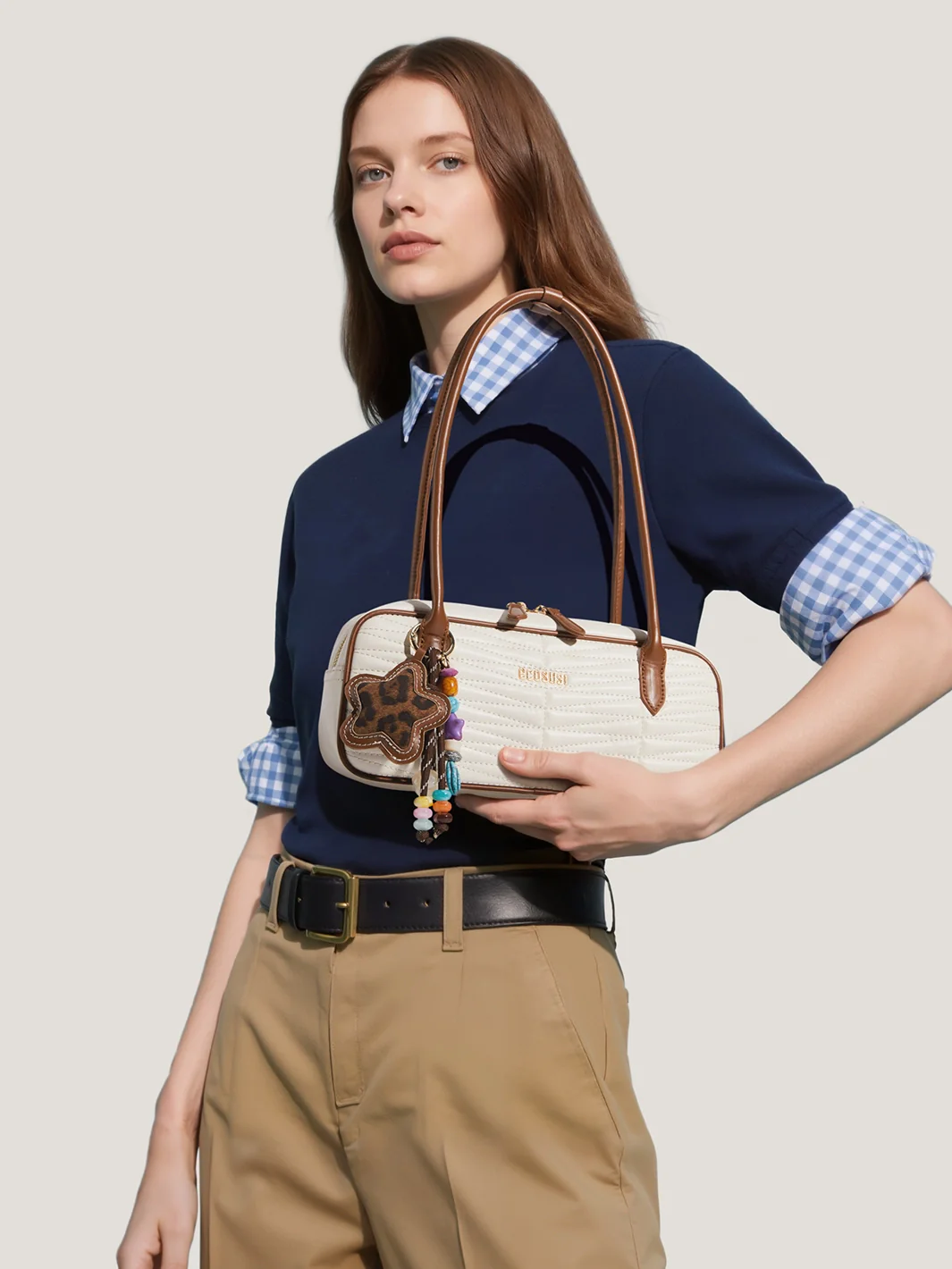 Elise Quilted Vegan Leather Baguette Bag - Image 14