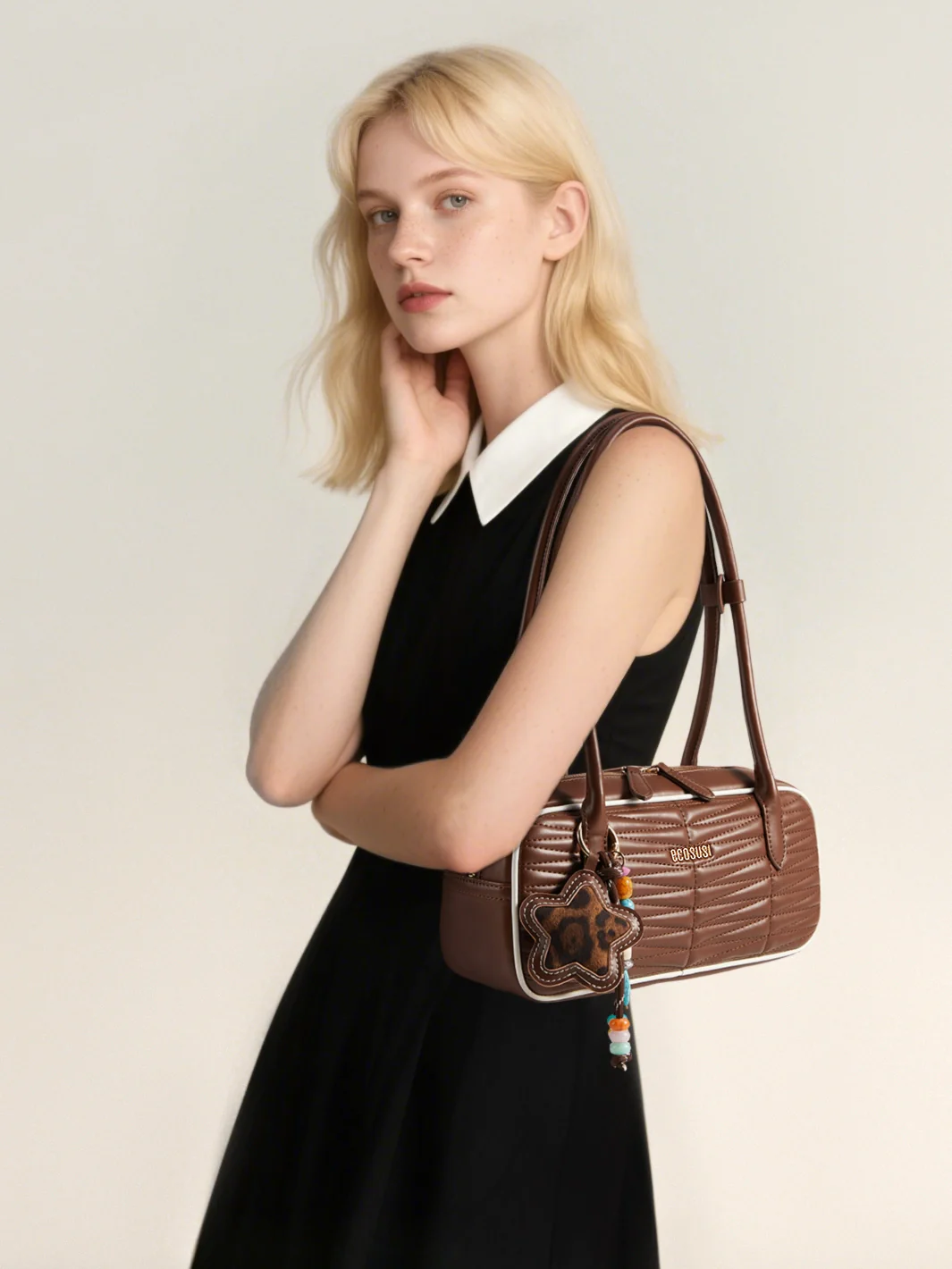 Elise Quilted Vegan Leather Baguette Bag - Image 17