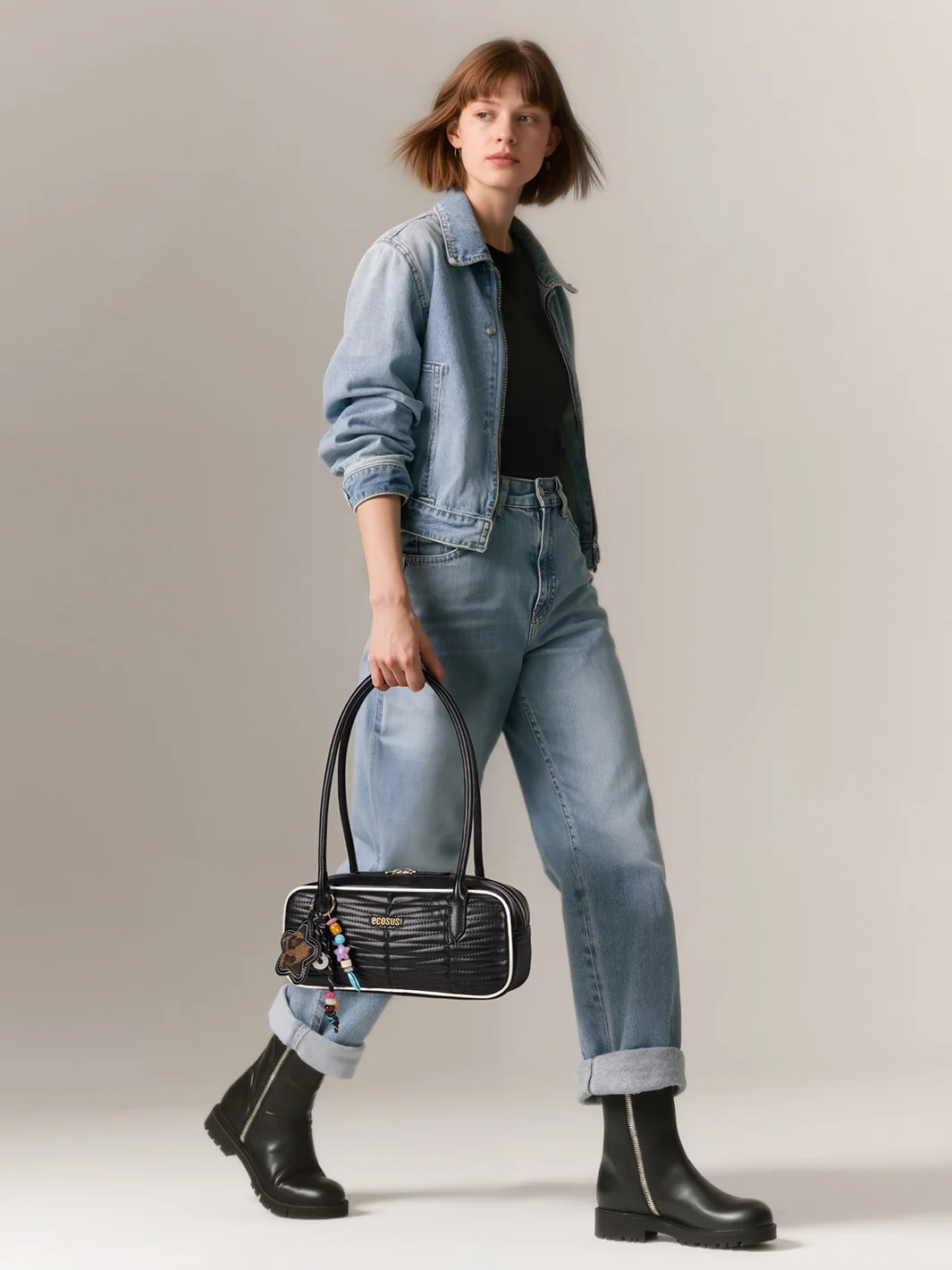 Elise Quilted Vegan Leather Baguette Bag - Image 21