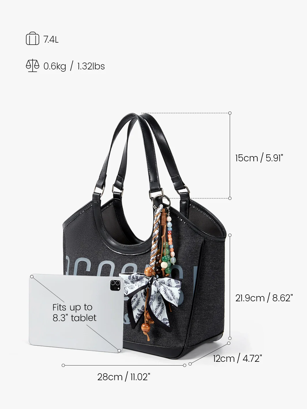 Elle Small Canvas Tote Bag - Image 3
