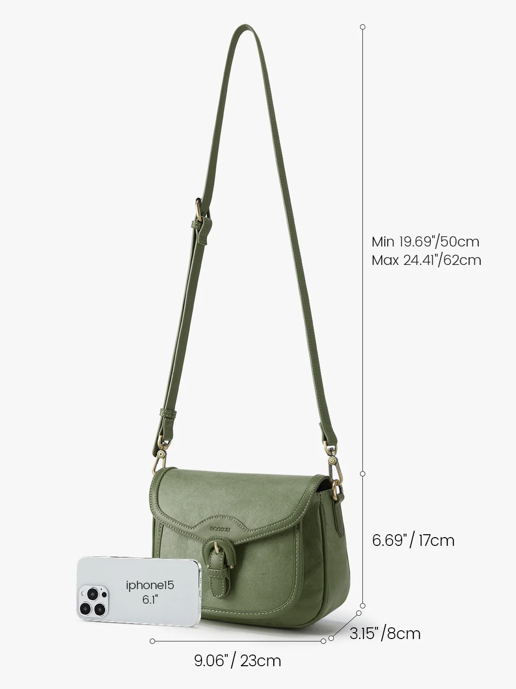 Evelina Washable Paper Vintage Saddle Crossbody - Image 20
