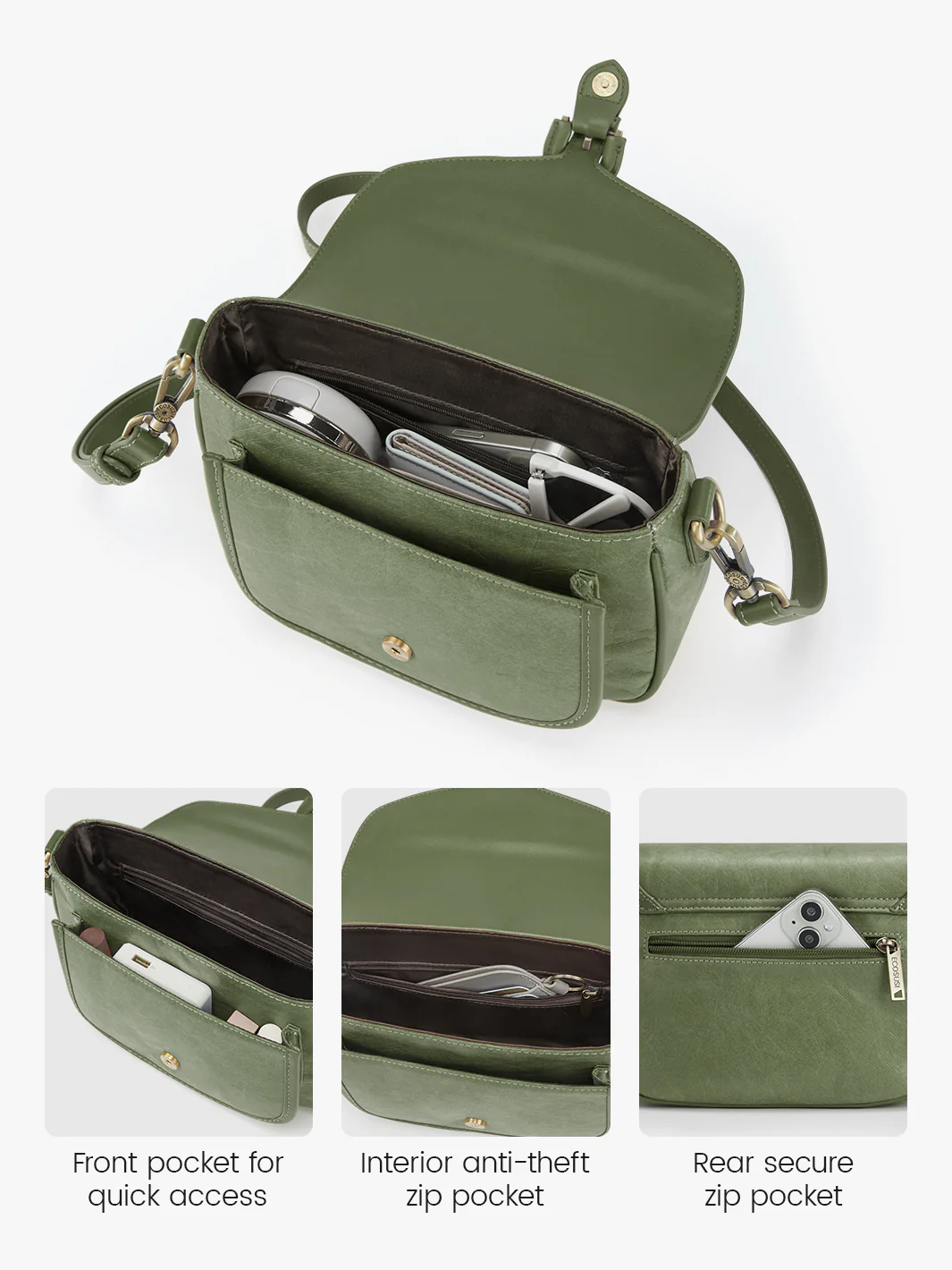 Evelina Washable Paper Vintage Saddle Crossbody - Image 22