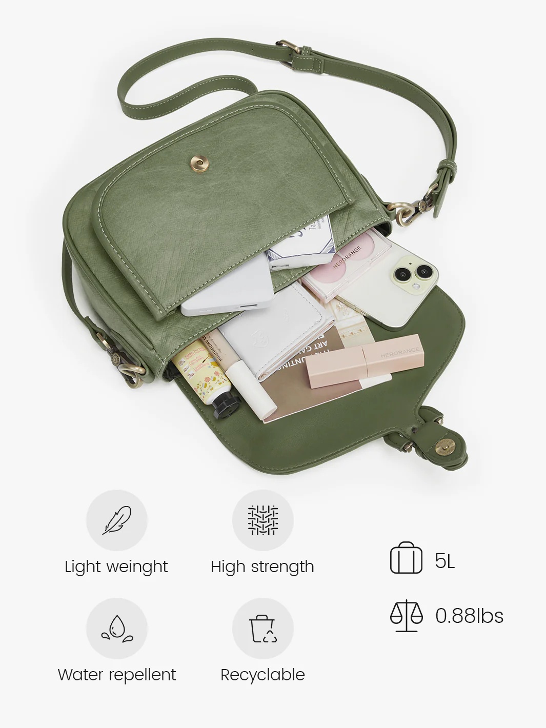 Evelina Washable Paper Vintage Saddle Crossbody - Image 23