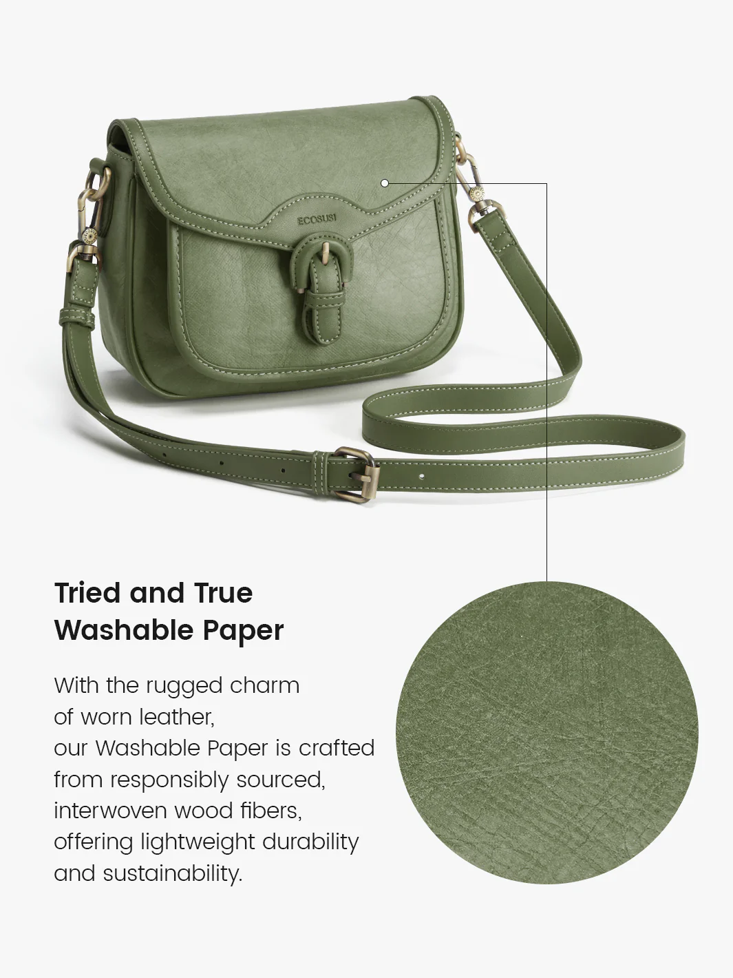 Evelina Washable Paper Vintage Saddle Crossbody - Image 24