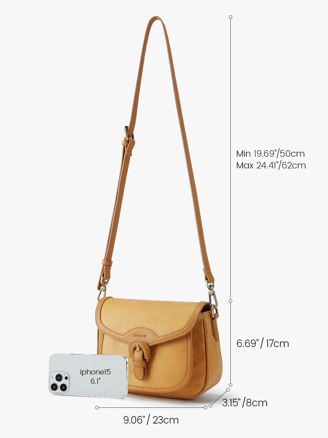 Evelina Washable Paper Vintage Saddle Crossbody - Image 3