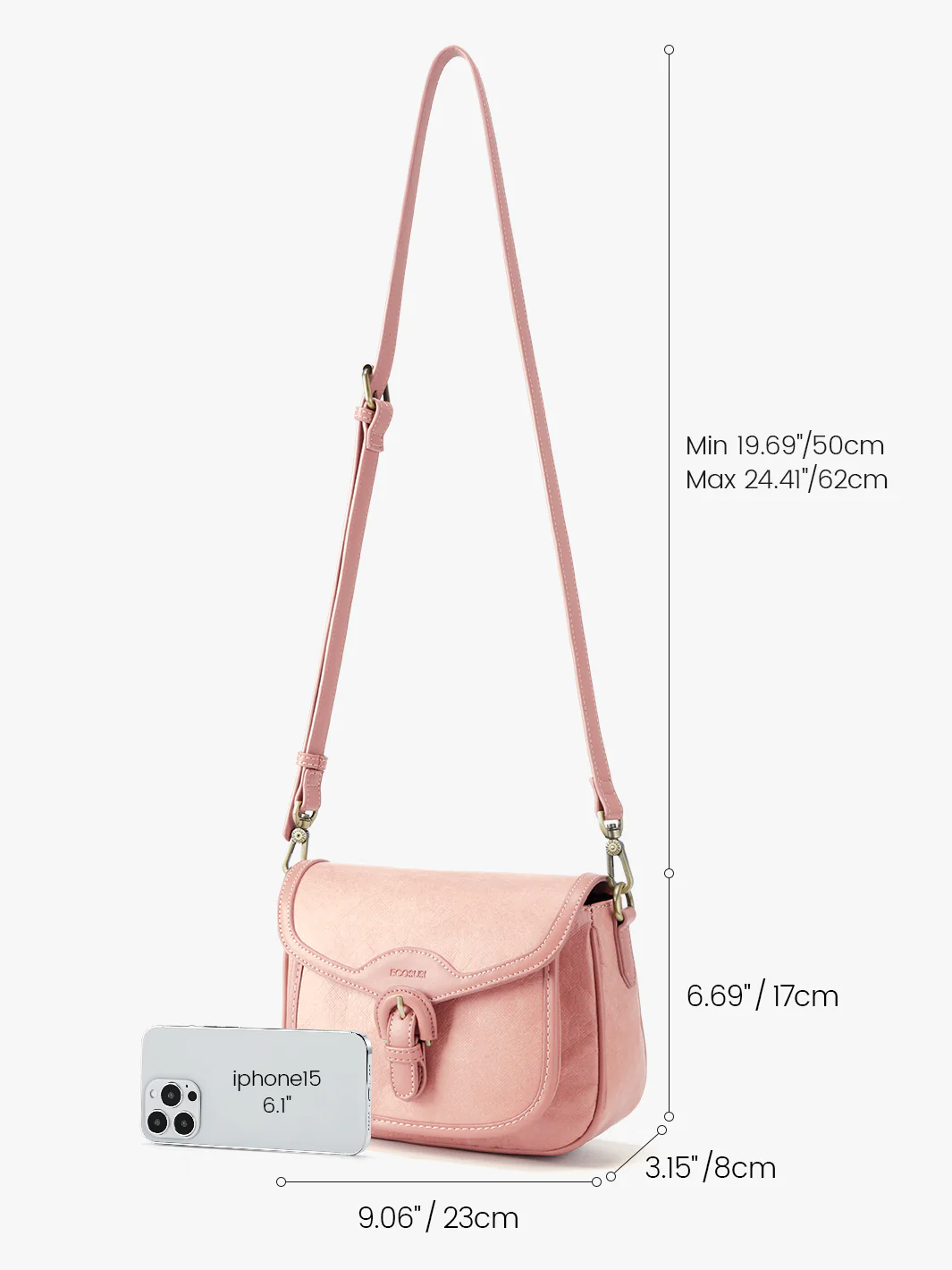 Evelina Washable Paper Vintage Saddle Crossbody - Image 37