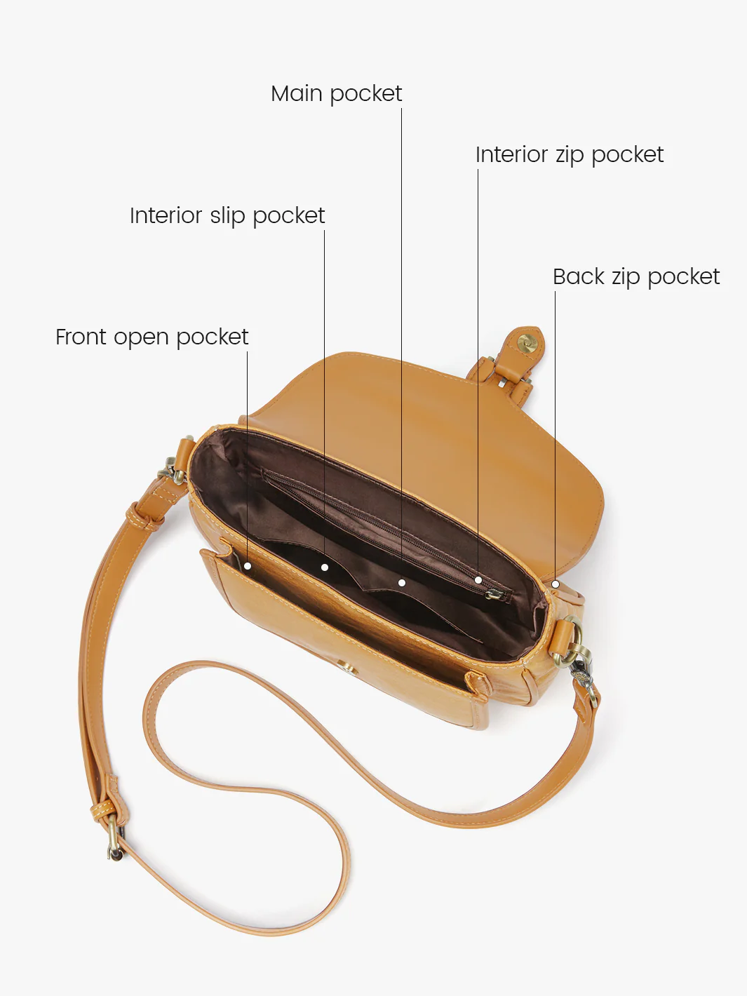 Evelina Washable Paper Vintage Saddle Crossbody - Image 4