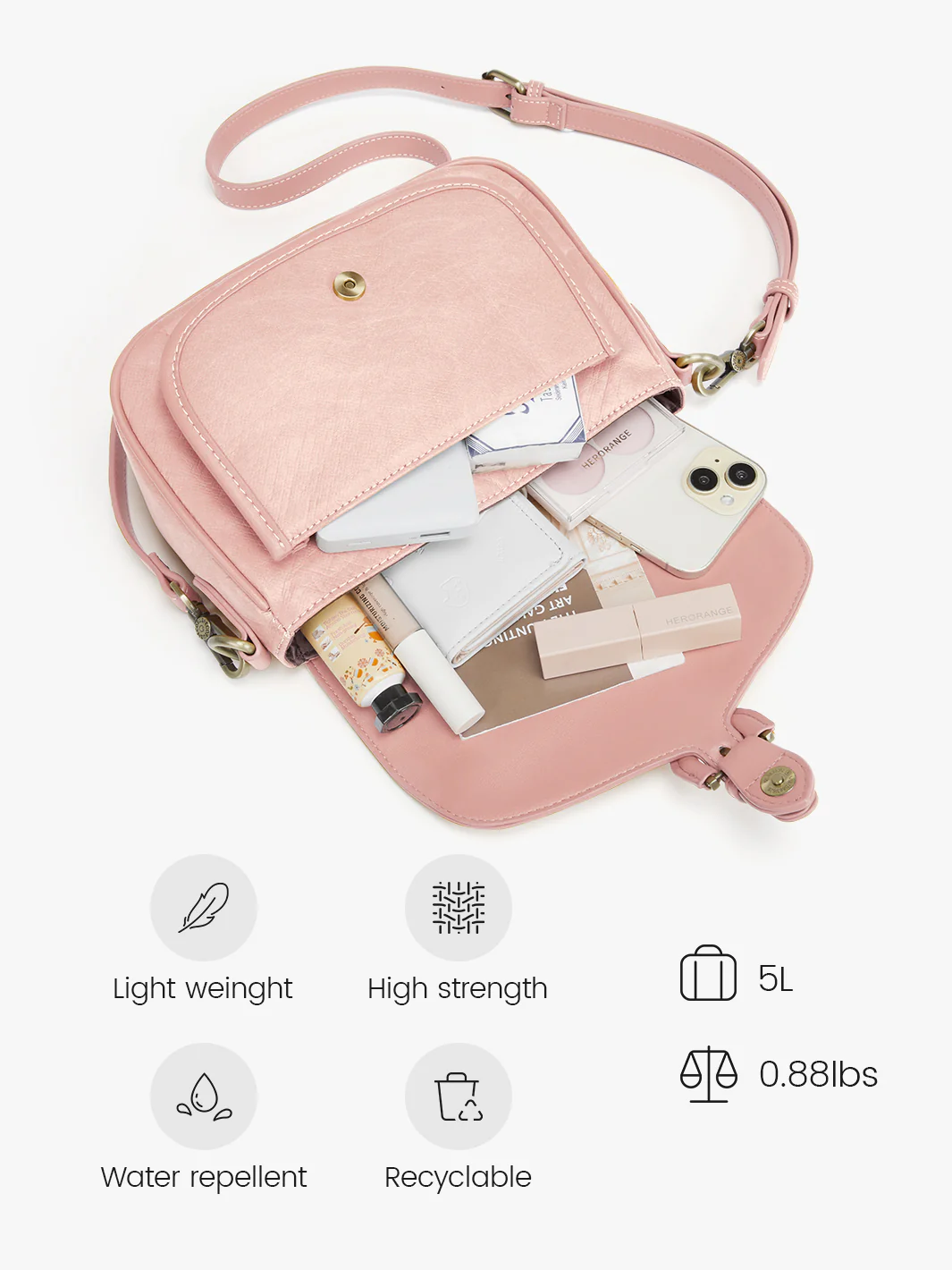 Evelina Washable Paper Vintage Saddle Crossbody - Image 40