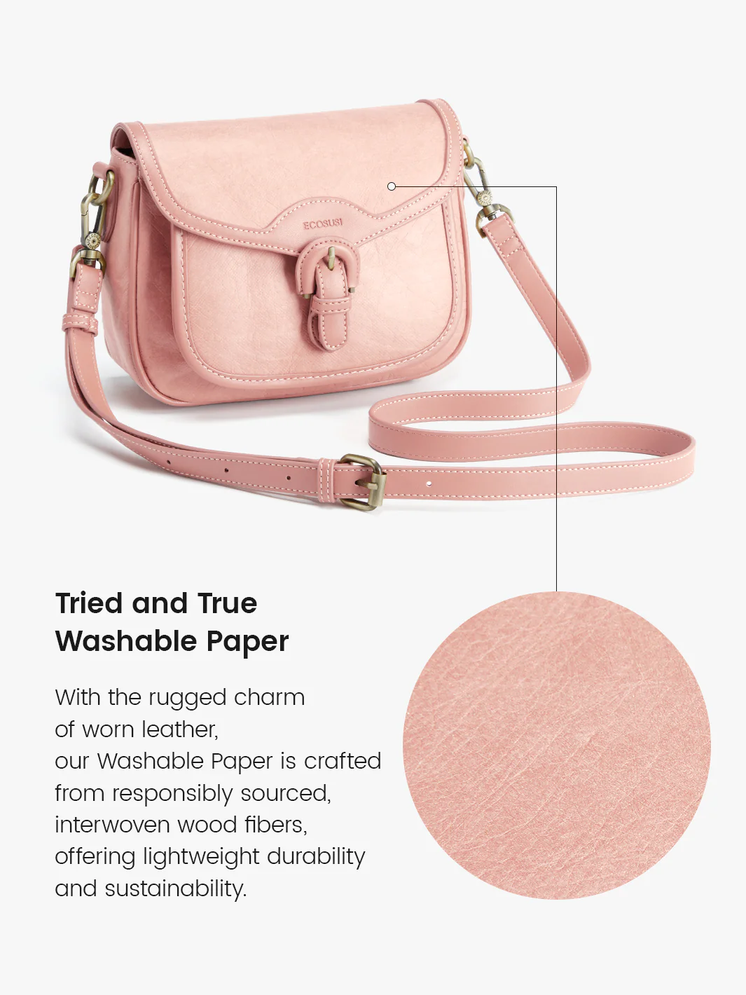 Evelina Washable Paper Vintage Saddle Crossbody - Image 41