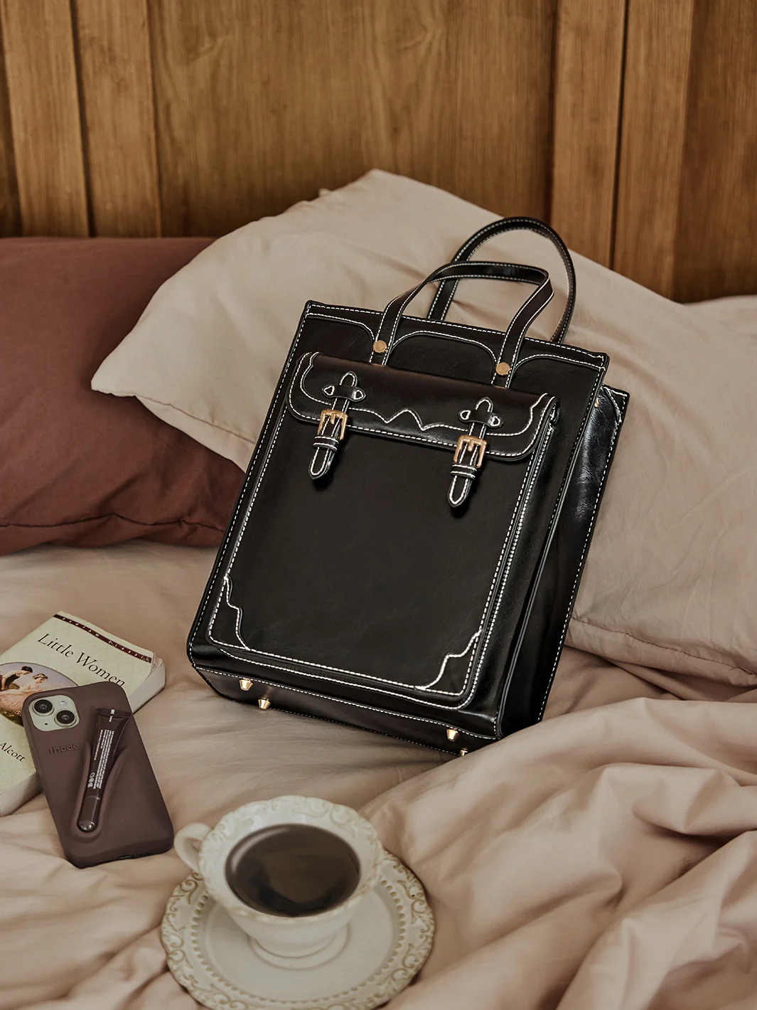 Evelyn Retro PU Leather Tote - Image 3