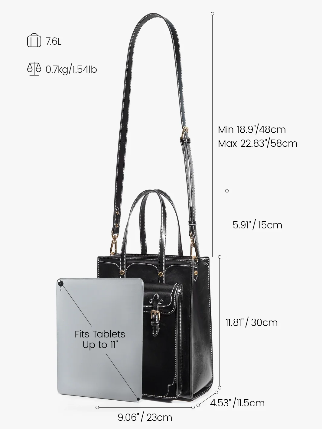 Evelyn Retro PU Leather Tote - Image 8
