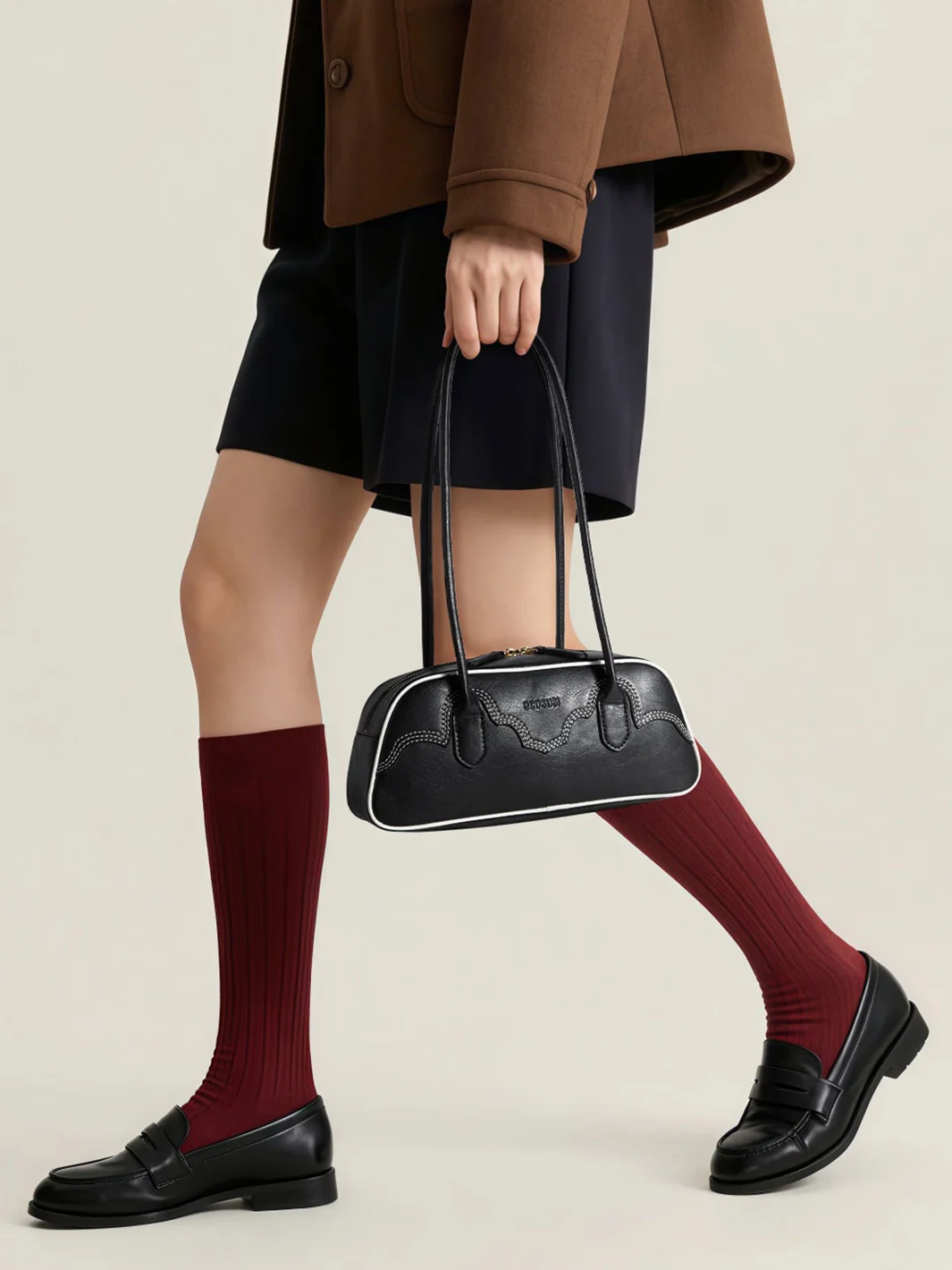 Evelyn Vegan Leather Baguette Bag - Image 17