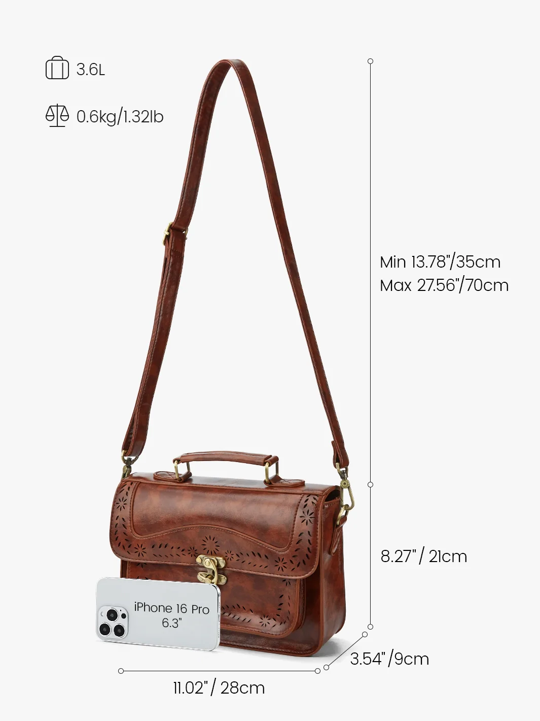Women's Perforated Messenger Bag - Image 3