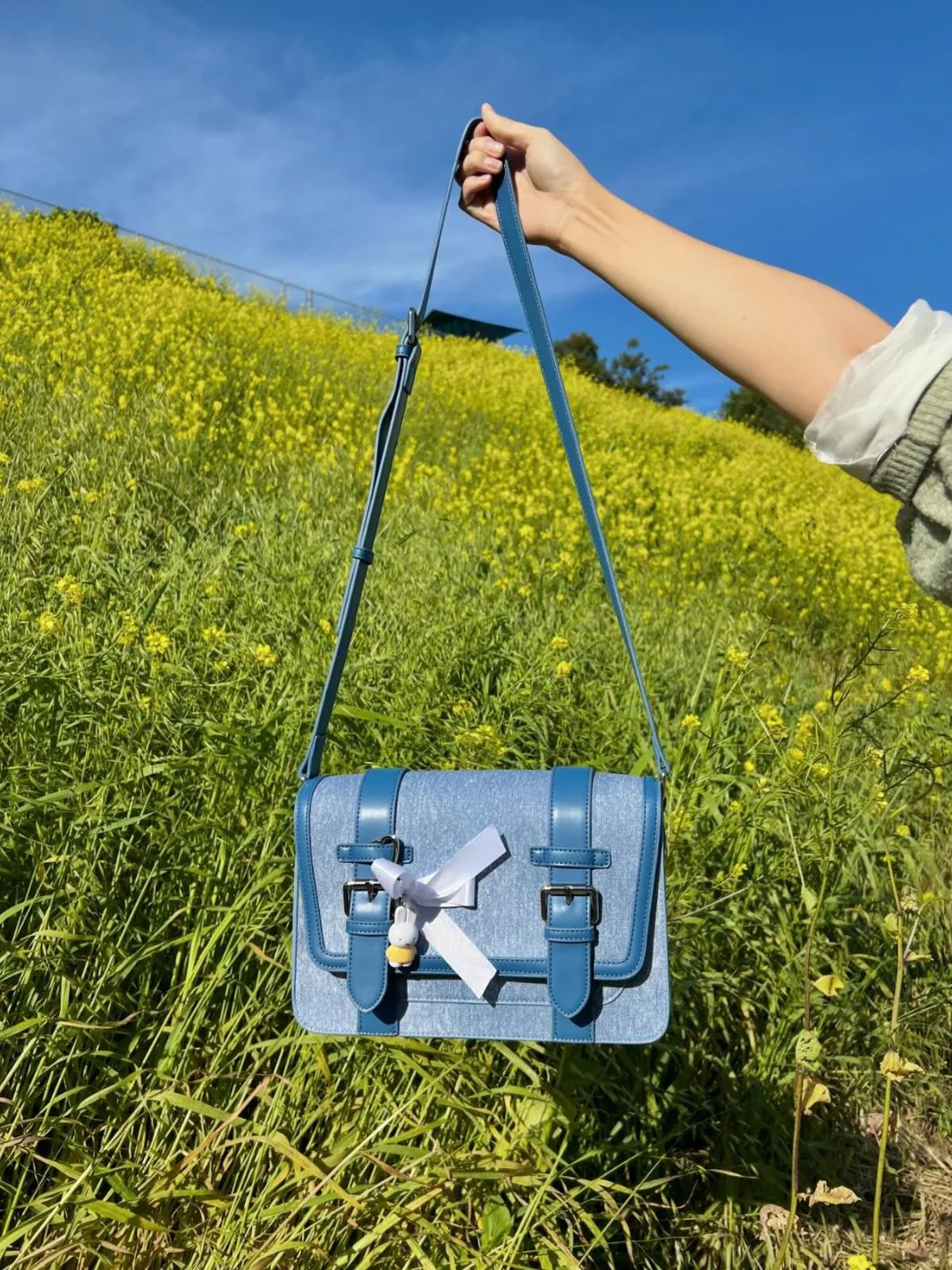 Jane Messenger Bag- Denim Leather - Image 14