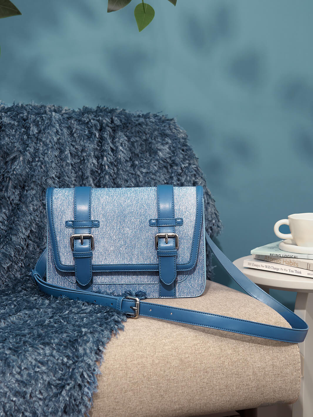 Jane Messenger Bag- Denim Leather - Image 3