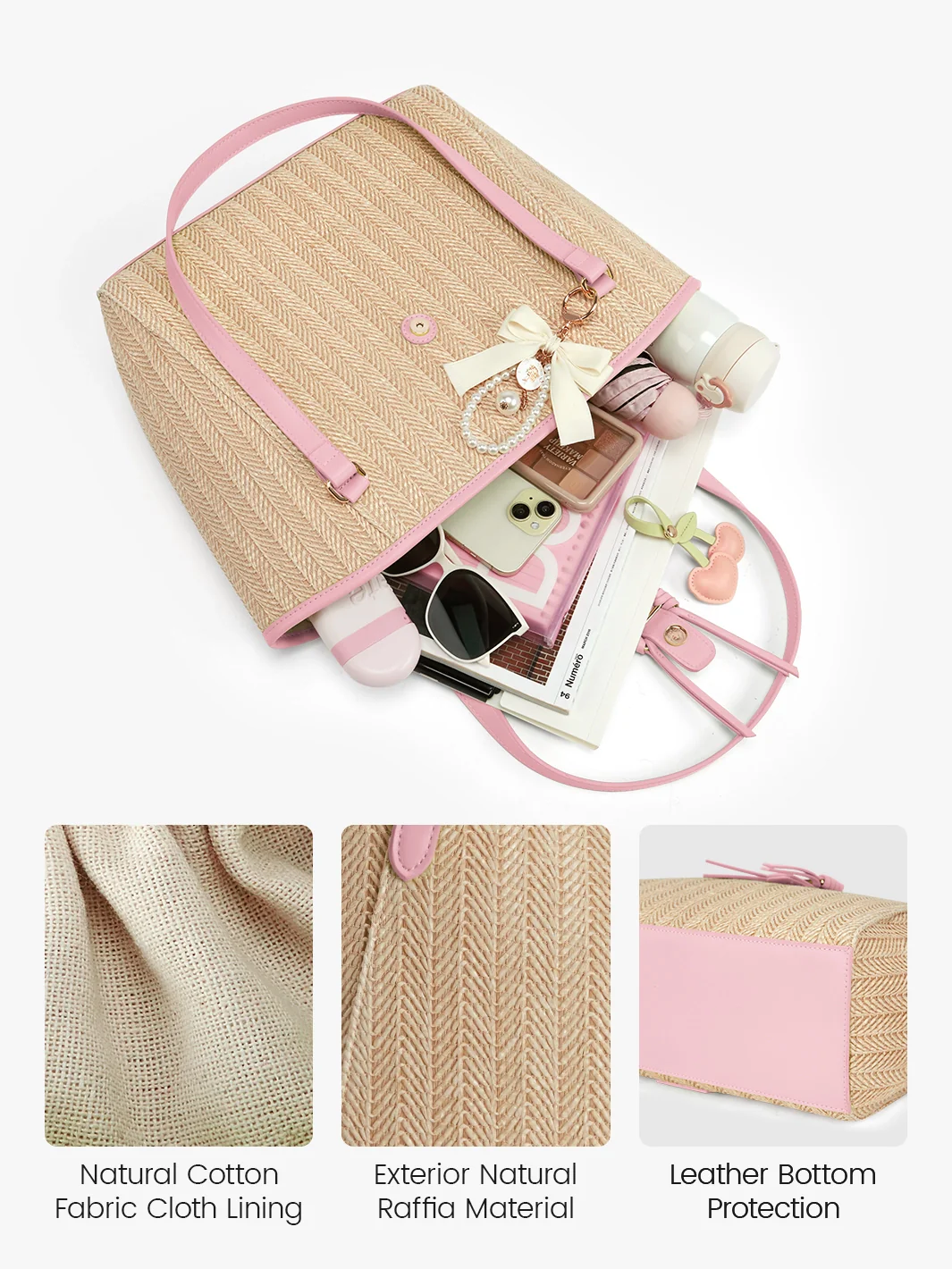 Marina Raffia Straw Tote Bag - Image 17