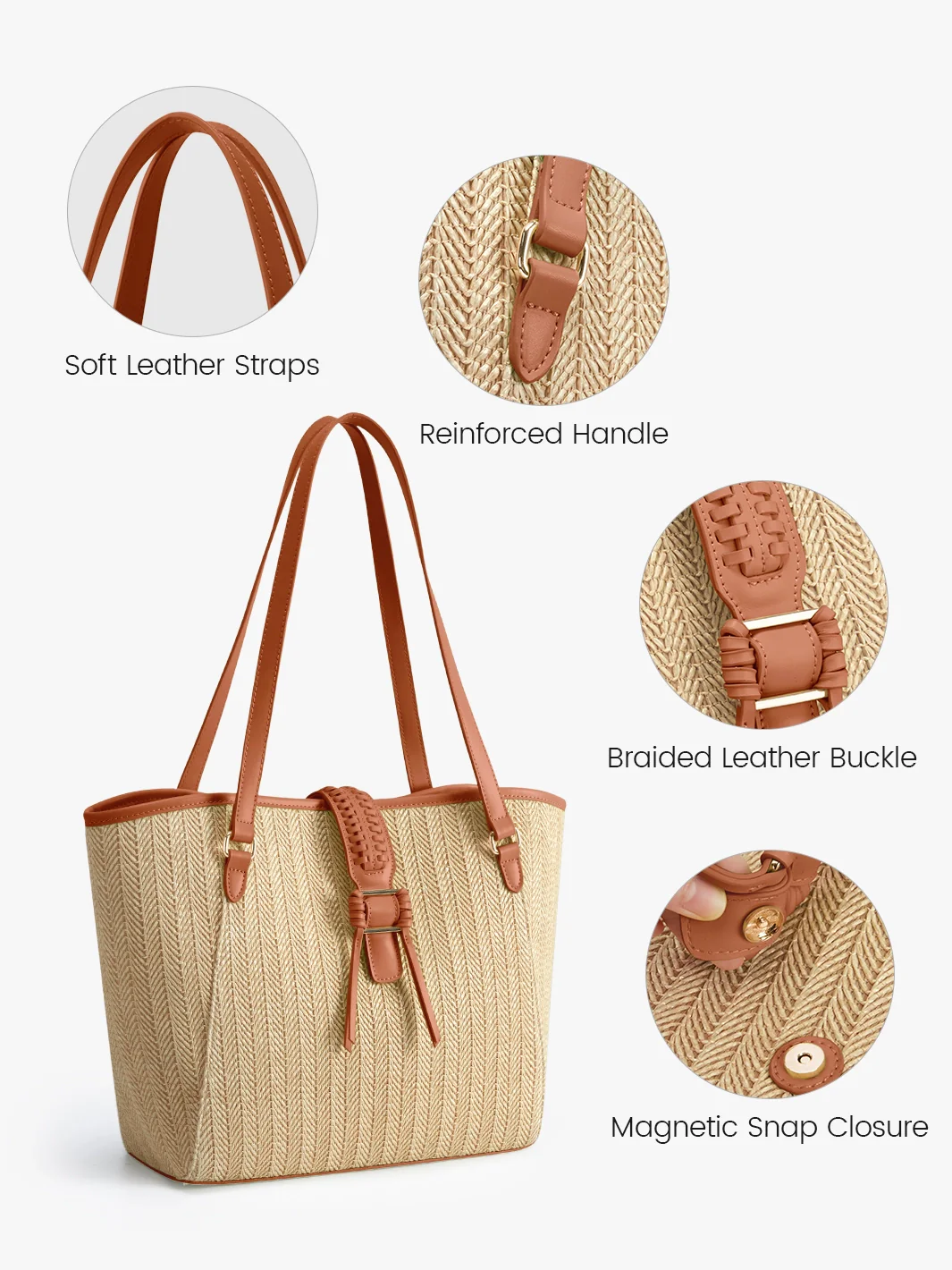 Marina Raffia Straw Tote Bag - Image 5