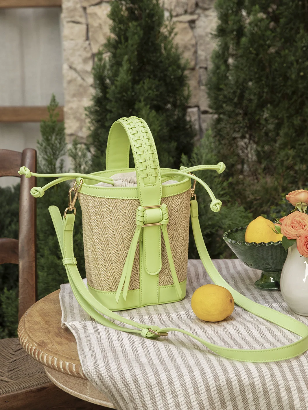 Marina Raffia Straw Bucket Bag - Image 13