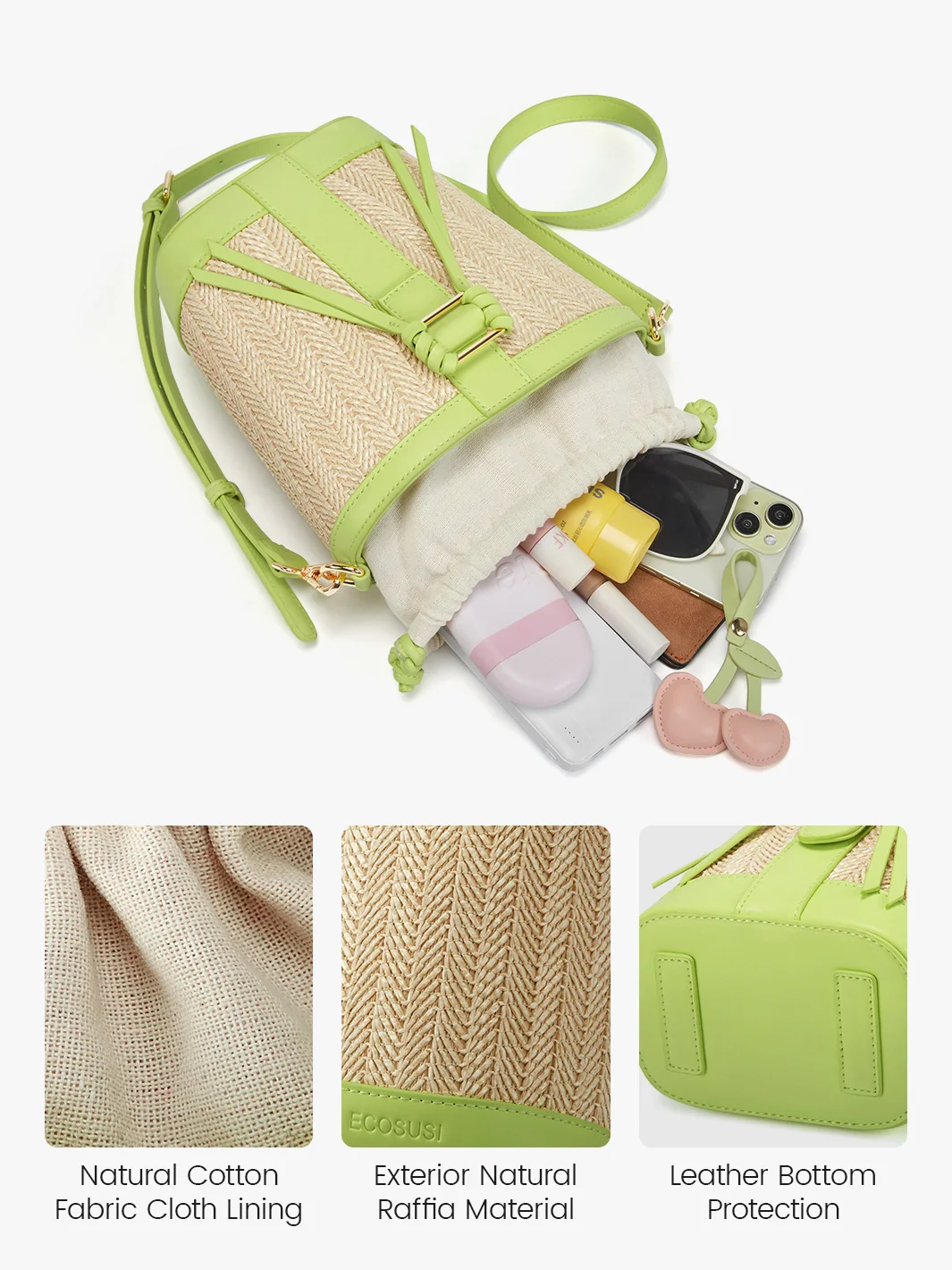 Marina Raffia Straw Bucket Bag - Image 17