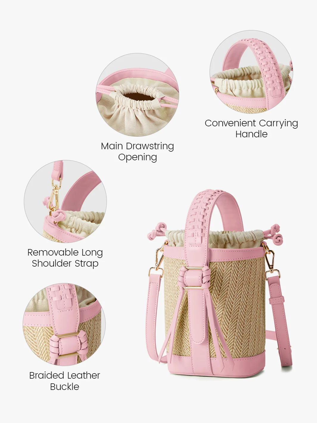 Marina Raffia Straw Bucket Bag - Image 27