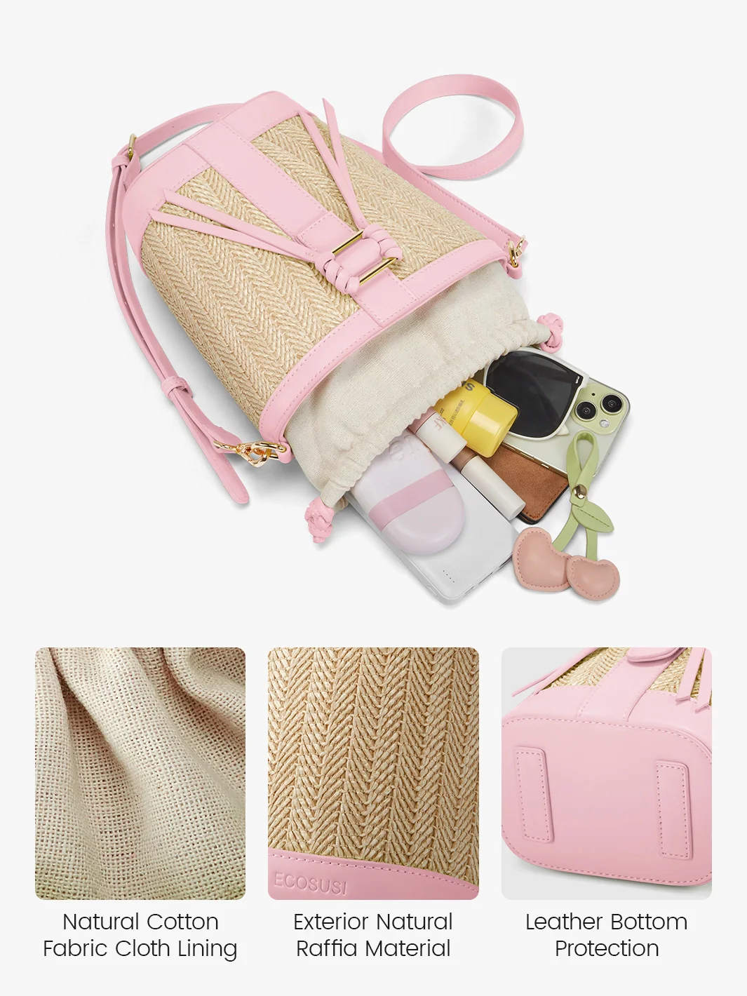 Marina Raffia Straw Bucket Bag - Image 28